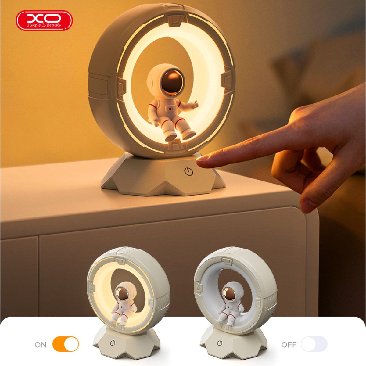 XO LED Nachttischlampe OZ12, LED, warmweiß, neutralweiß, kaltweiß, LED Tischlampe mit Akku und variabler Lichtfarbe