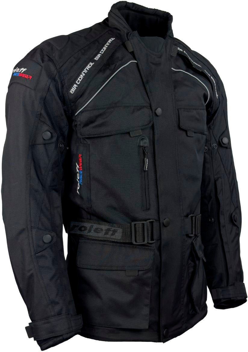Unisex, Motorradjacke schwarz Mit Taschen Sicherheitsstreifen, RO 4 roleff Liverpool
