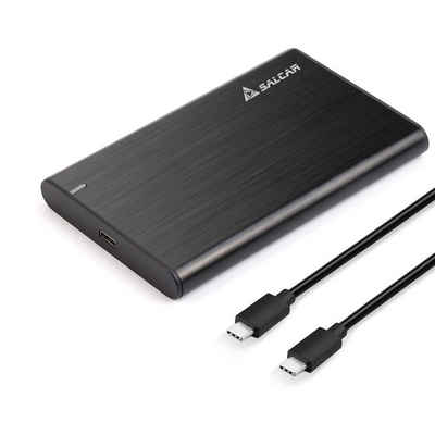 Salcar Festplatten-Gehäuse 2,5 Zoll Externes Gehäuse UASP mit USB C Kabel