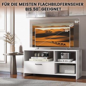 COSTWAY TV-Schrank Lowboard mit Schublade & offenen Fächern, 104,5x51,5x52cm