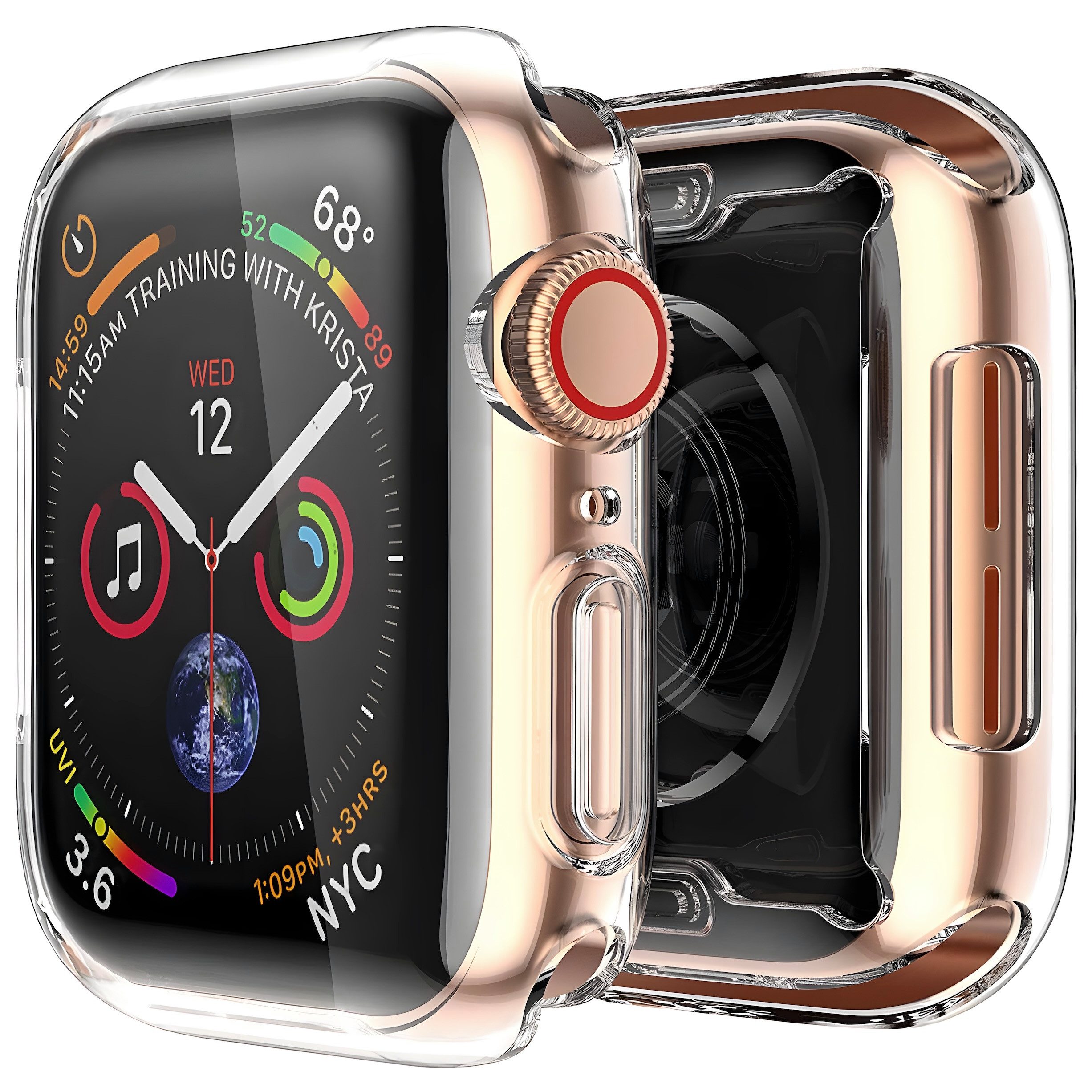 AVANA Smartwatch-Hülle für Apple Watch Series 9 8 7 41mm / 45mm Hülle Schutzhülle Case 360, Full-Cover, Displayschutz, Transparent