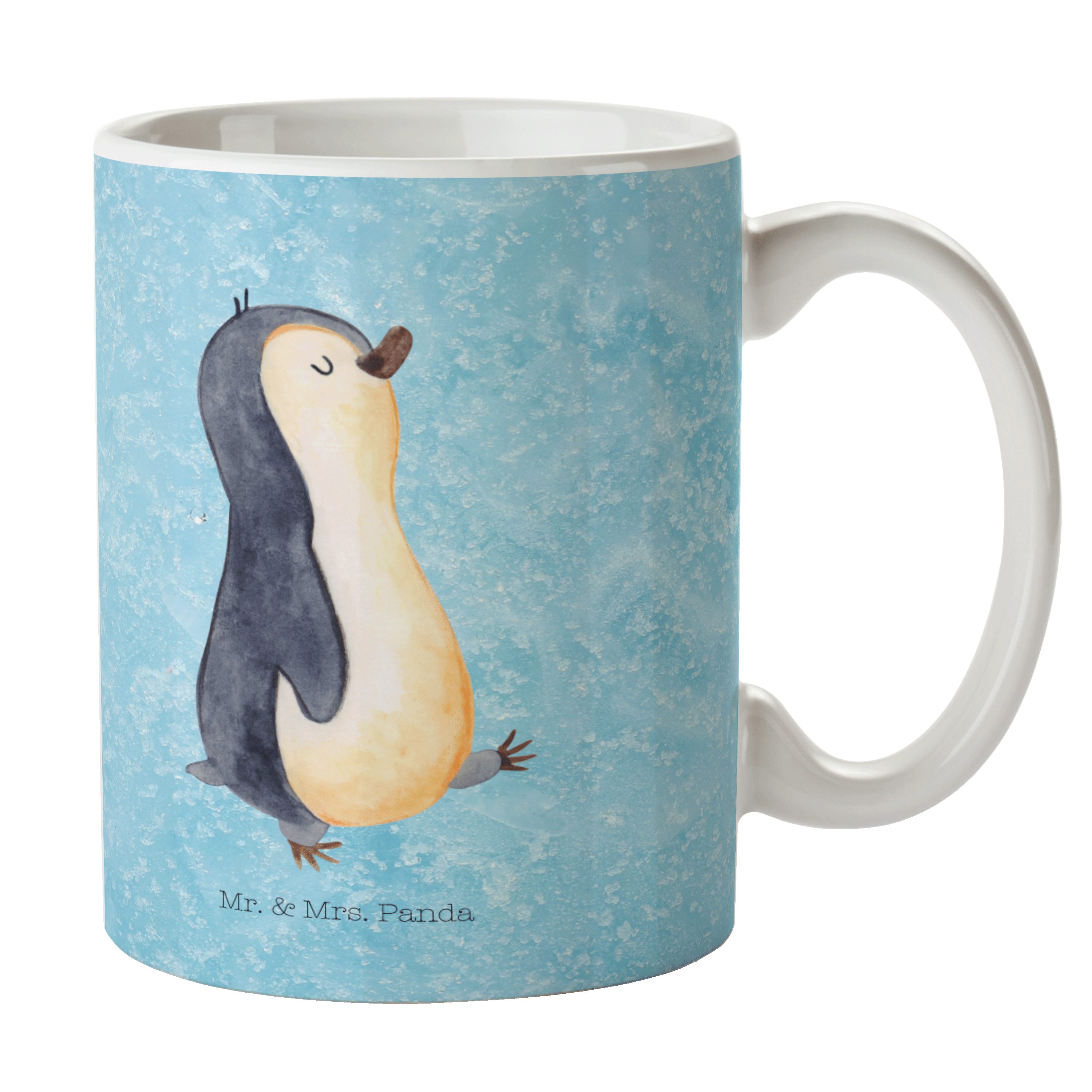 Mr. & Mrs. Panda Tasse Pinguin marschierend - Eisblau - Geschenk, Keramiktasse, spazieren, T, Keramik