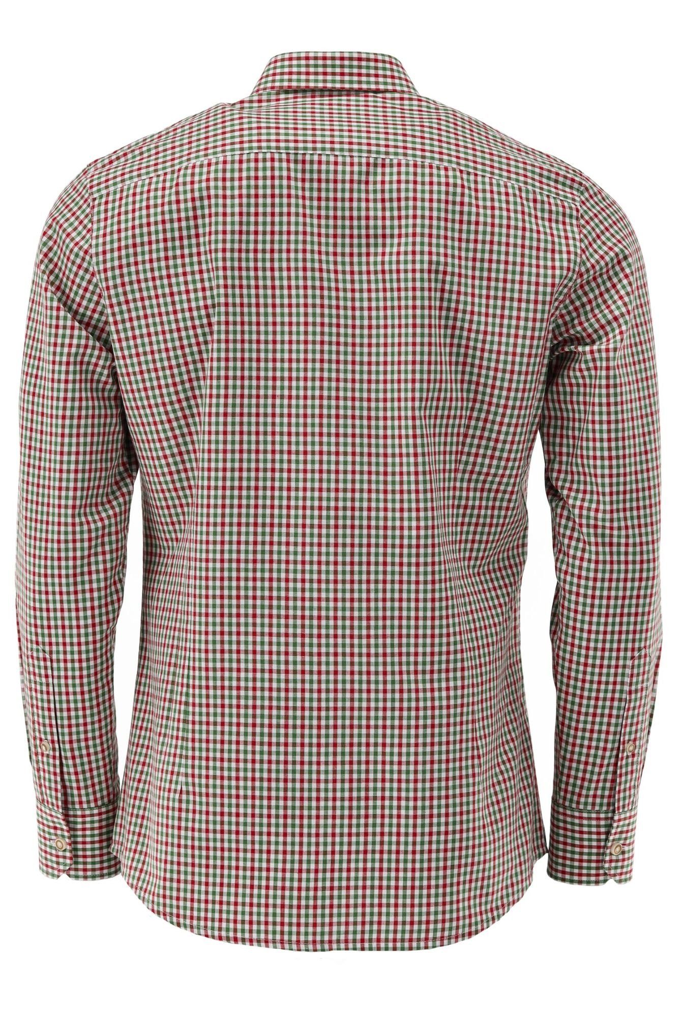 OS-Trachten Outdoorhemd Tupopa auf Jagdhemd Brusttasche Langarm khaki/schlamm mit der Hirsch-Stickerei