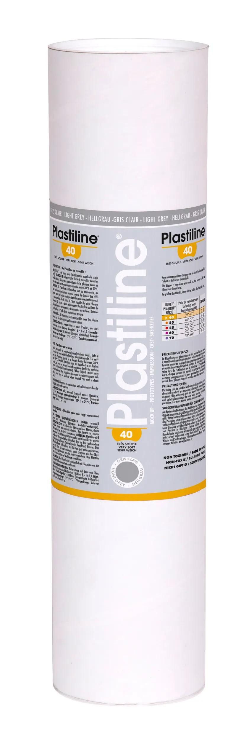 Plastiline Knete Plastiline, 5 kg, Härtegrad 40 (sehr weich) - Hellgrau 5640T