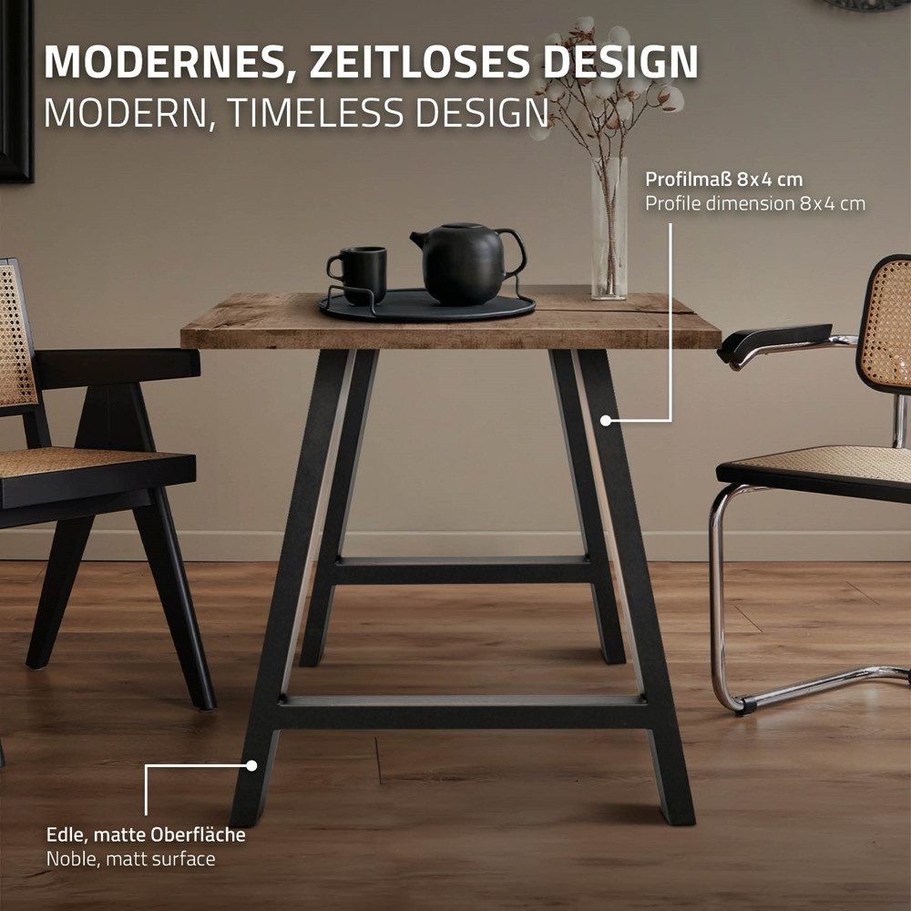 ECD Germany Tischbein 2x Tischgestell Tischkufen A-Design aus pulverbeschichtetem Stahl, Metall Möbelfüße 70x72 cm Tischuntergestell für Esstisch Schreibtisch – Bild 4 von 5