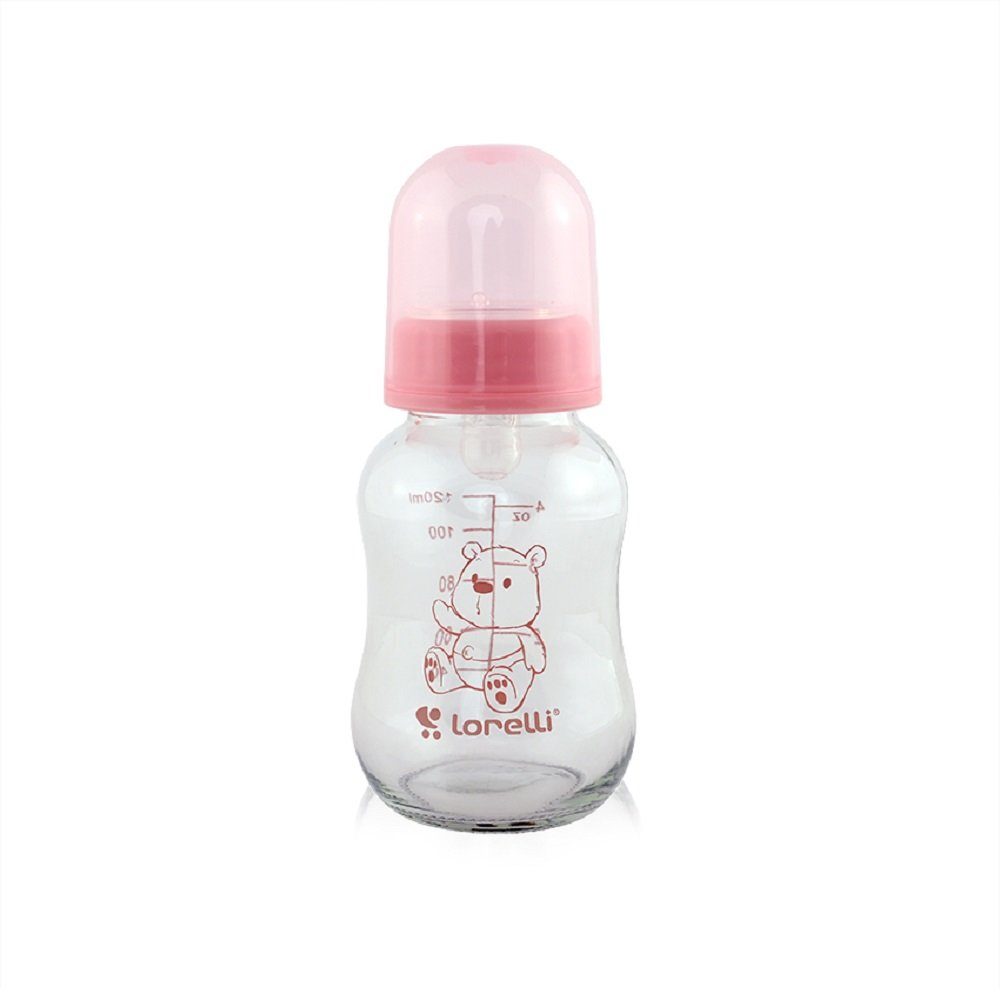 ml, Lorelli Deckel, Glasflasche pink Babyflasche Sauger Babyflasche, Trinkglasflasche, Baby 120