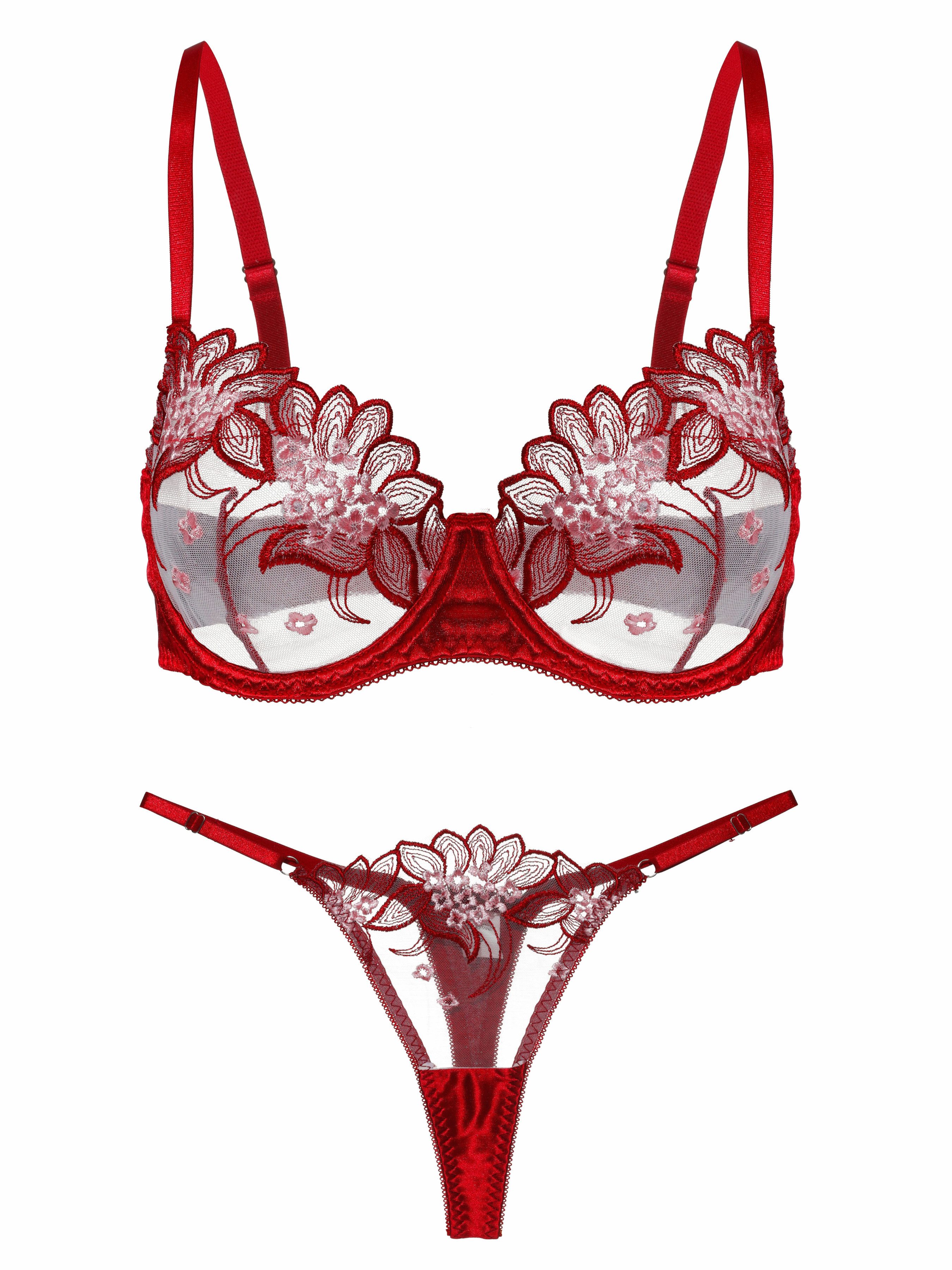 Elegant Love Set: Push-up-BH Sexy transparentes Dessous Set für Damen: Best günstig online kaufen