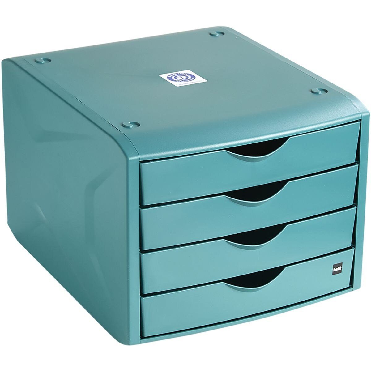 HELIT Schubladenbox the green mit Schubladen, chameleon, 4 Recycling-Kunststoff stapelbar, geschlossen, grün