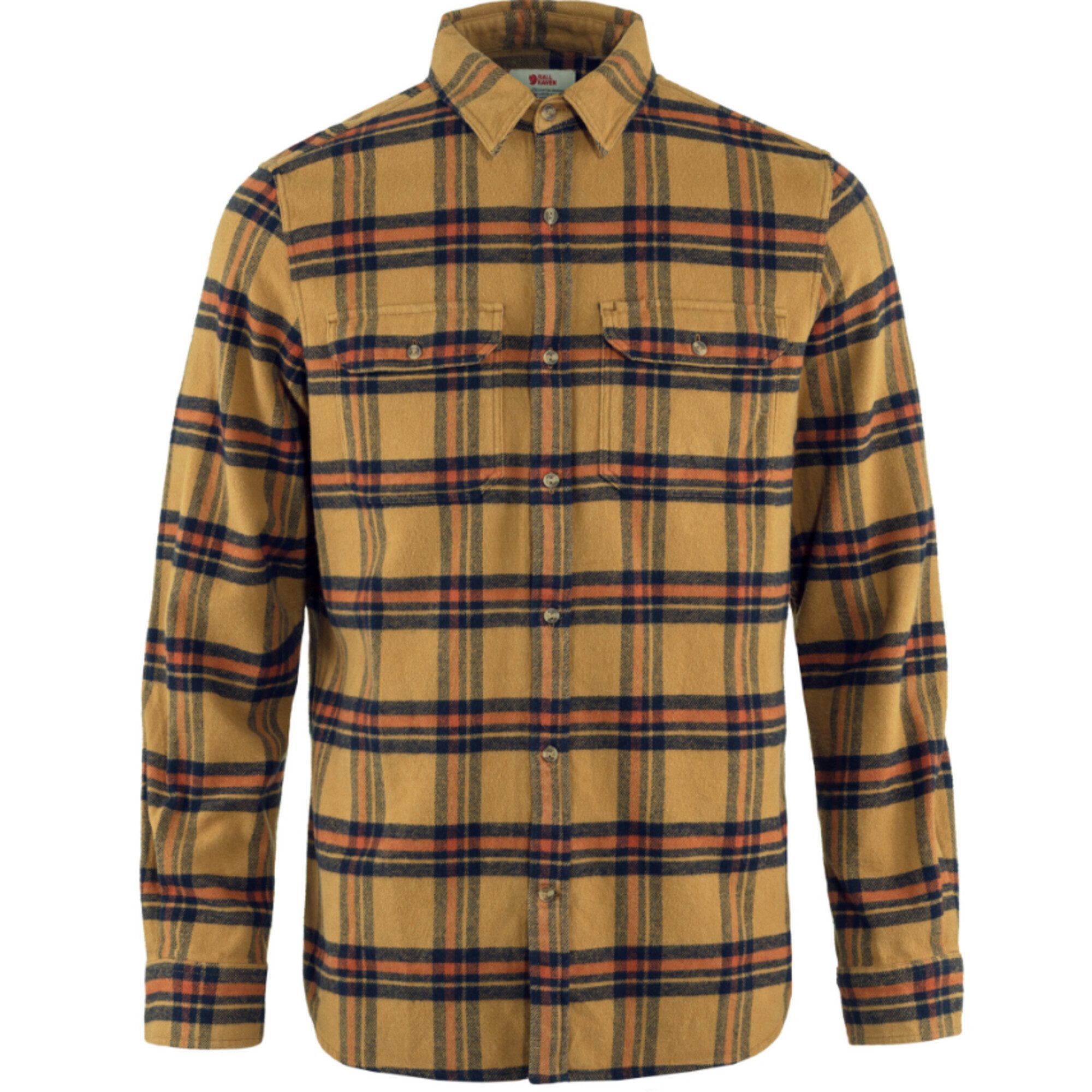 Kurzarmshirt Fjällräven Övik Heavy Flannel Shirt M, 232-215 Buckwheat Brown-Autumn