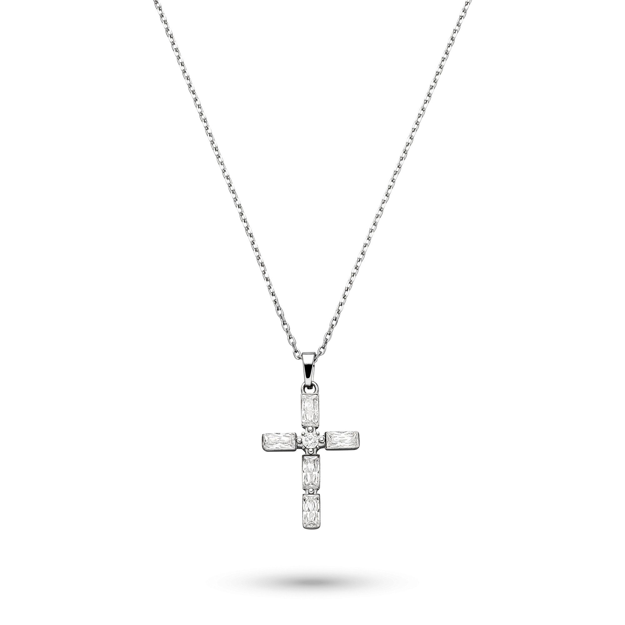 s.Oliver Kette mit Anhänger Schmuck Geschenk Edelstahl Halskette The Stone Cross, Kreuz, mit Zirkonia (synth)