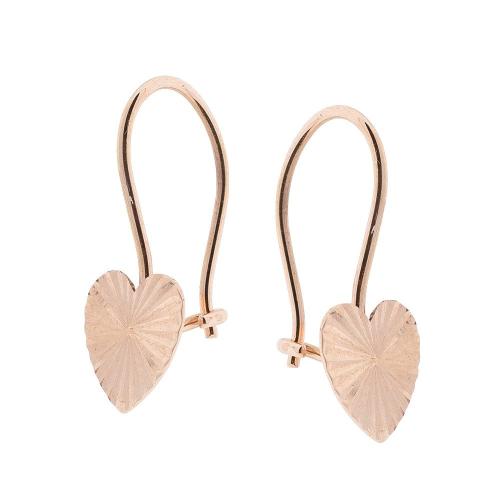 Golders Paar Ohrhänger strukturierte Herz-Ohrringe aus 585 Rotgold (2-tlg), Eleganter Goldschmuck für Damen
