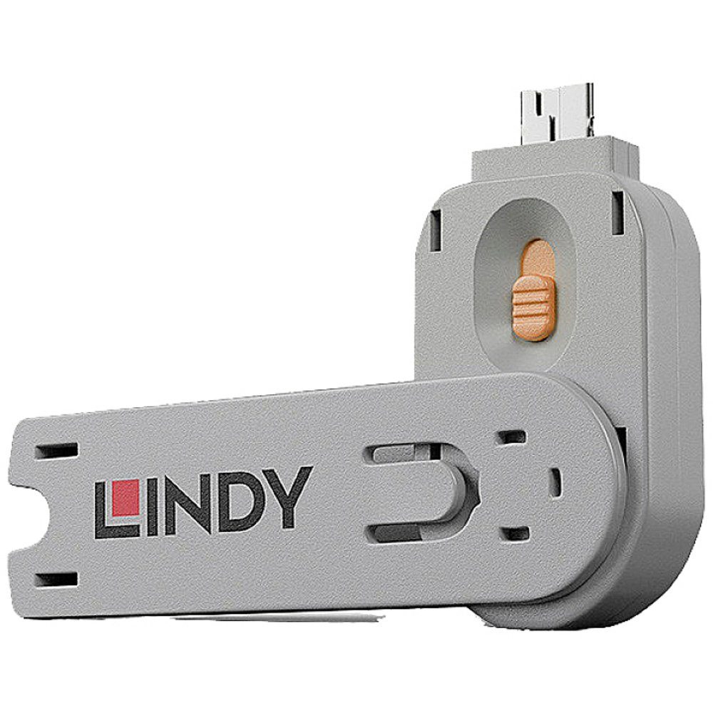 Laptopschloss LINDY USB-A Port Schlüssel Orange 40623
