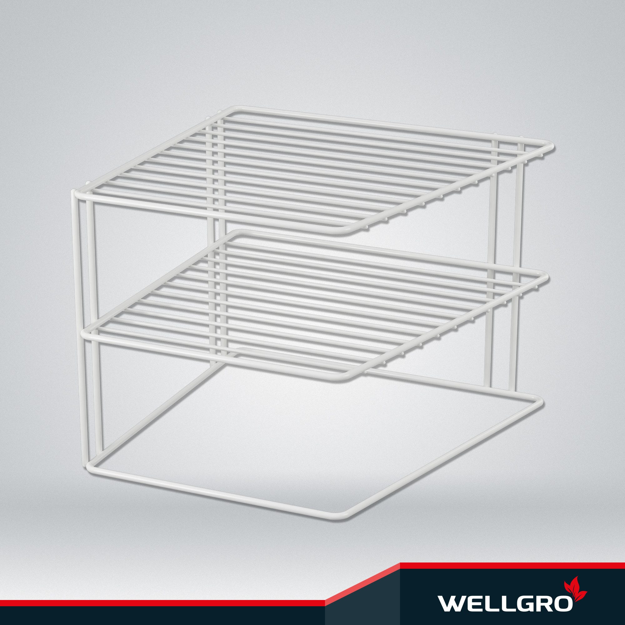 Wellgro Geschirrständer 2x Schrankeinsatz mit 2 Etagen - weiß, 25 x 25 x 20 cm