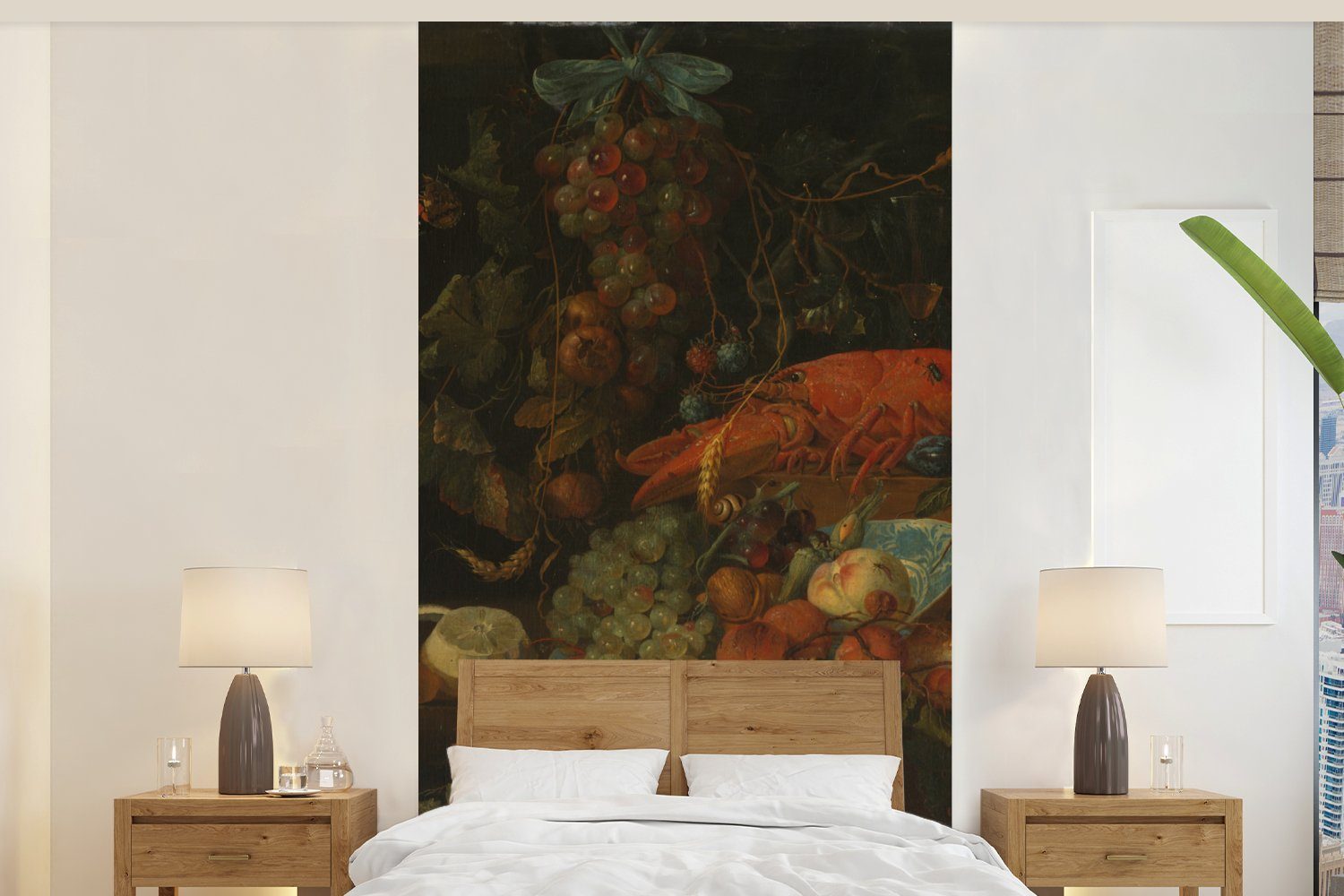 MuchoWow Fototapete Stilleben mit Obst und einem Hummer - Gemälde von Jan Davidsz. de Heem, Matt, bedruckt, (2 St), Vliestapete für Wohnzimmer Schlafzimmer Küche, Fototapete | Fototapeten