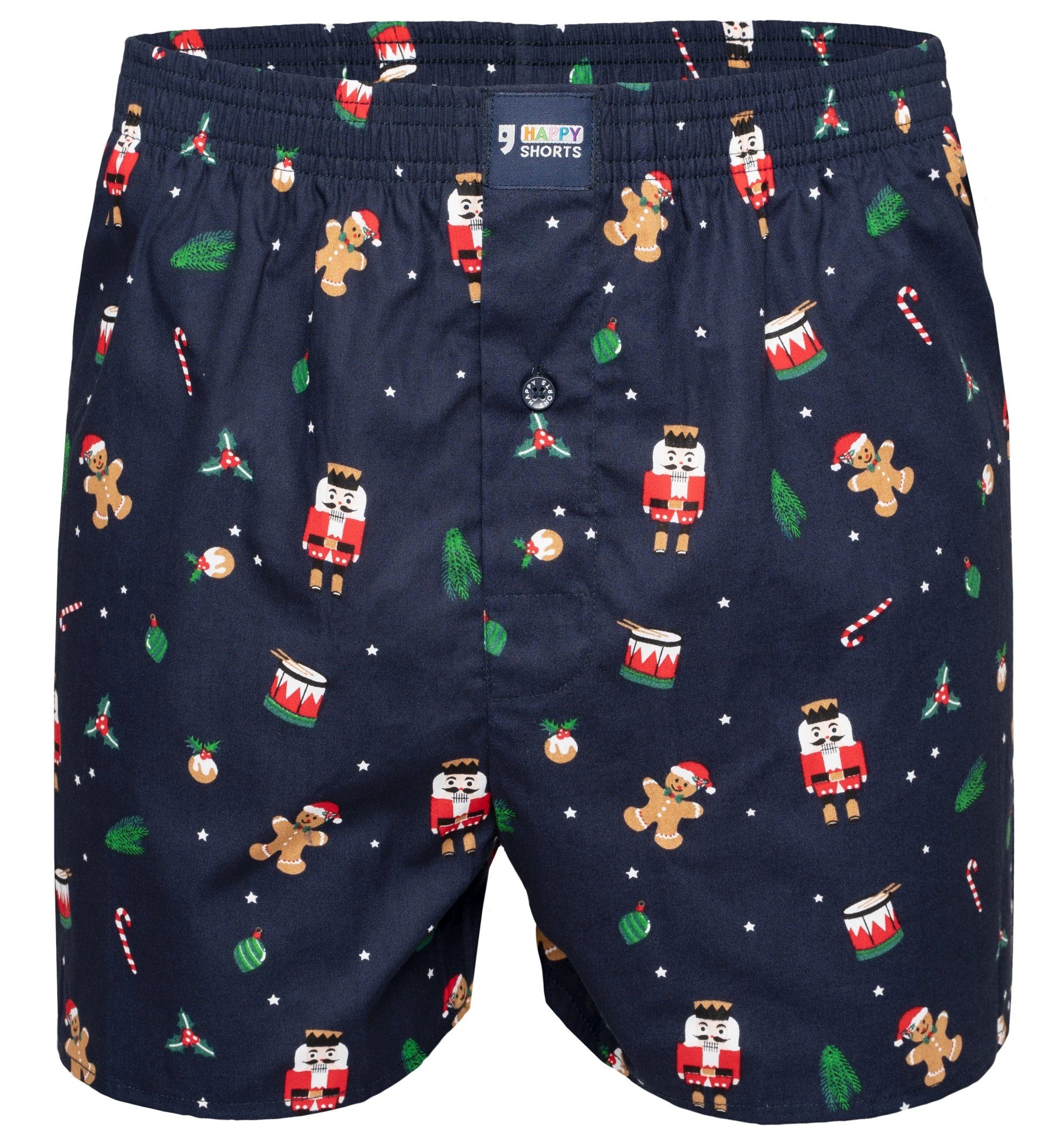 X-Mas Boxershorts Shorts Geschenk Happy Weihnachten Boxer - (1-St) Shorts american SHORTS Lebkuchenmann Boxershorts Herren HAPPY Webboxer Nussknacker Nutcracker