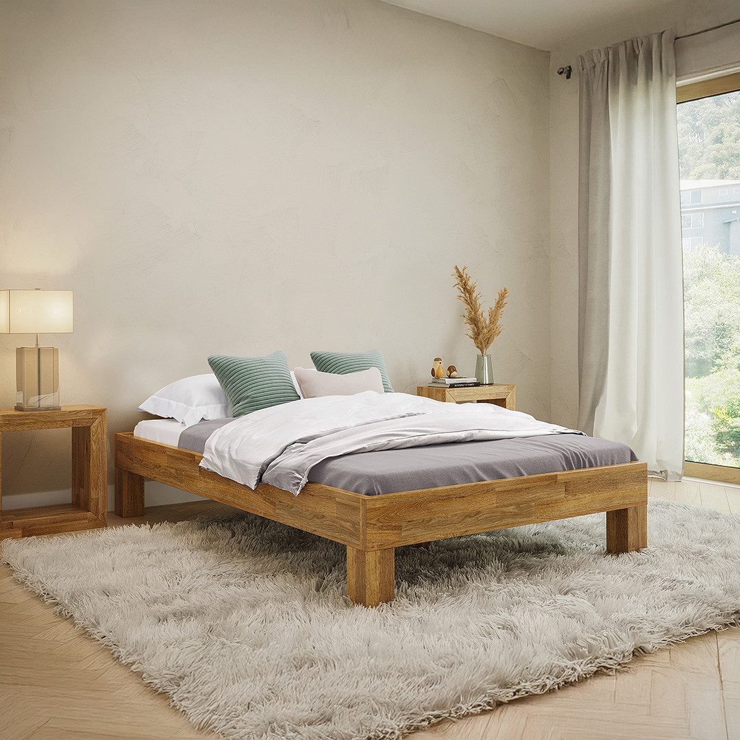 skølm Massivholzbett Floki aus Eiche, natur geölt, verfügbar in 120/140/160 günstig online kaufen