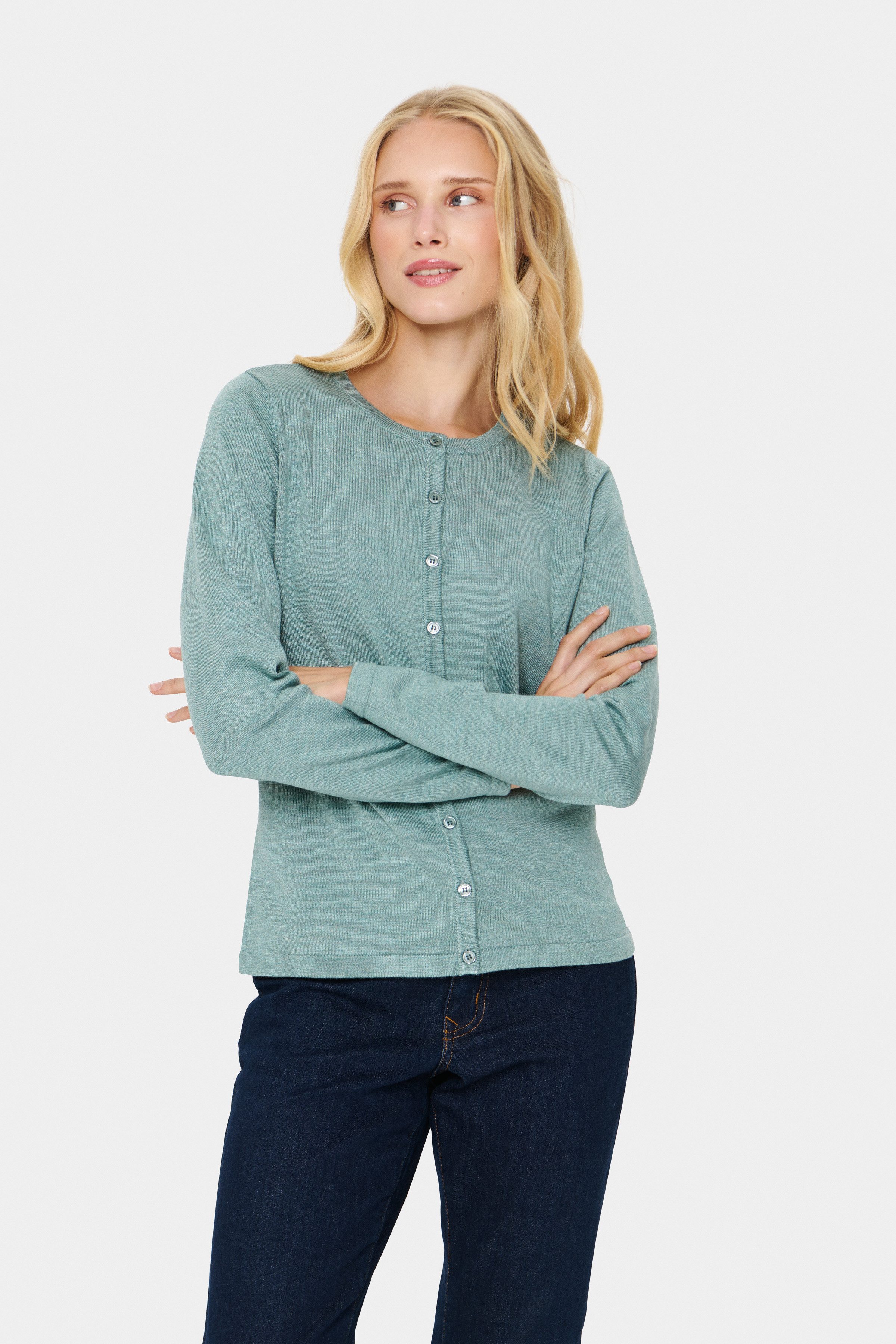 Saint Tropez Strickjacke A8661, MilaSZ R-Neck günstig online kaufen