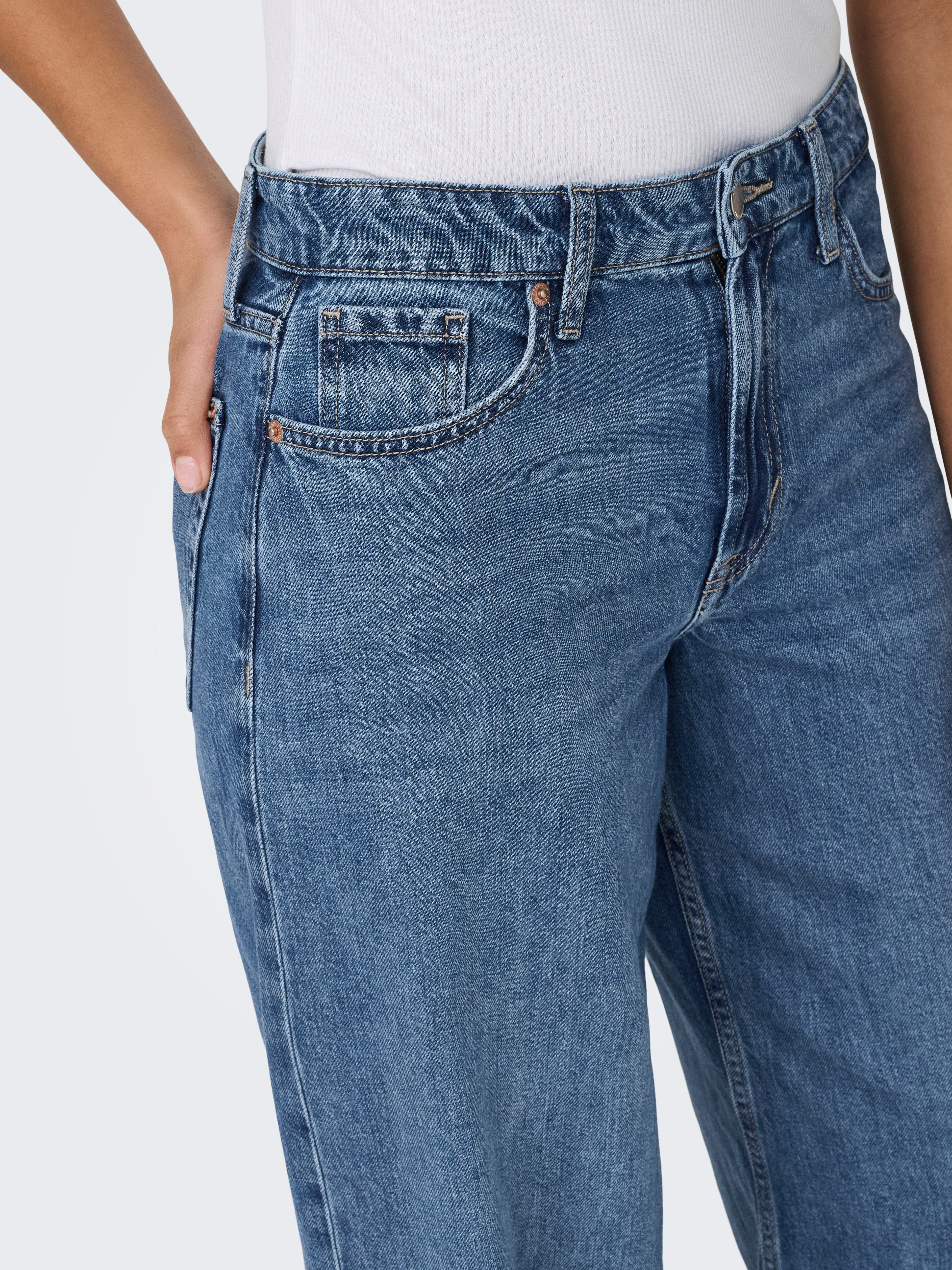 ONLY High-waist-Jeans ONLSILKY SOFT HW WIDE DNM PIM233 NOOS mittlere Waschung, hohe Leibhöhe, weite Beinform