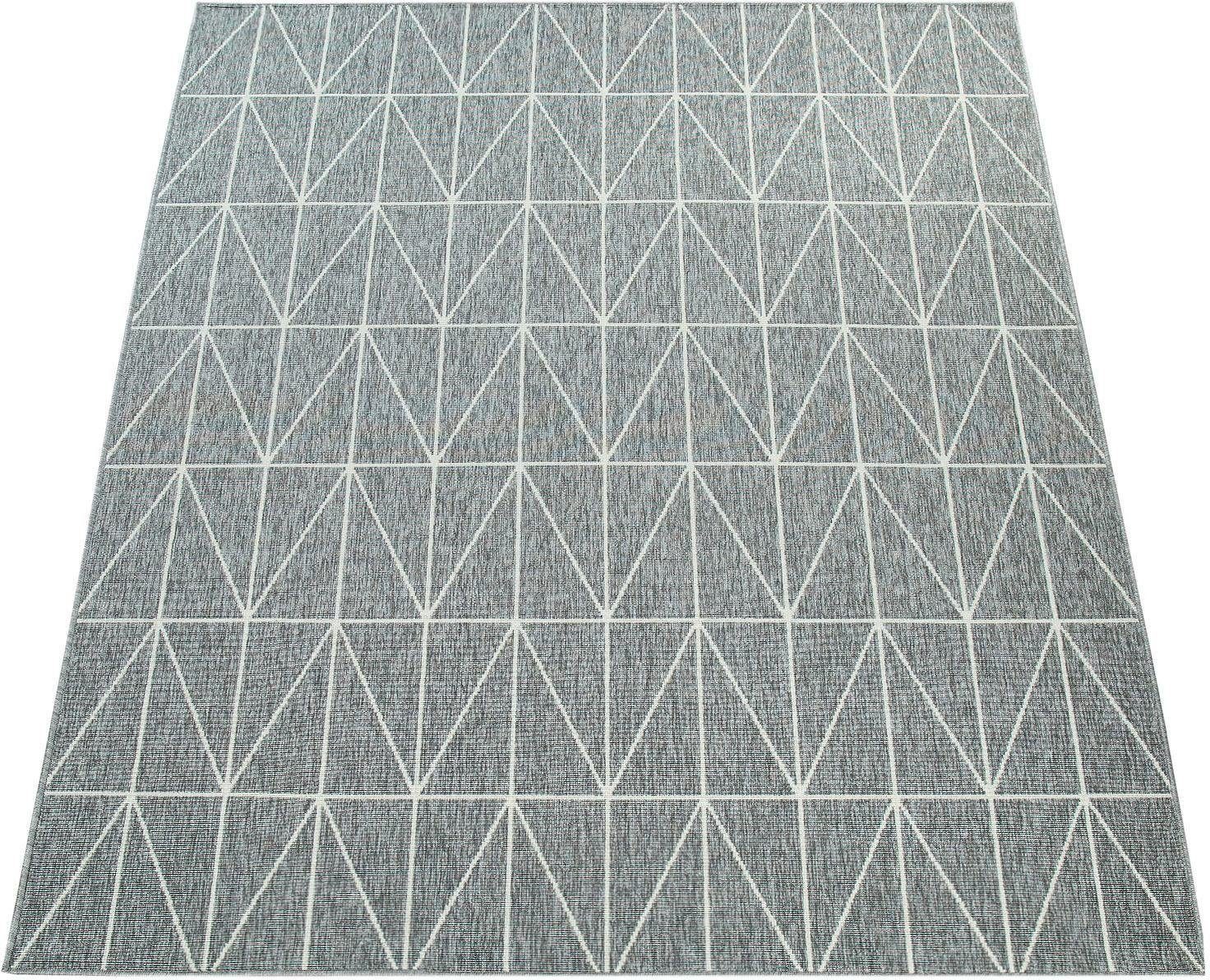 Teppich Brugge 224, Paco Home, rechteckig, Höhe: 4 mm, Flachgewebe, modernes gemetrisches Muster, In- und Outdoor geeignet grau