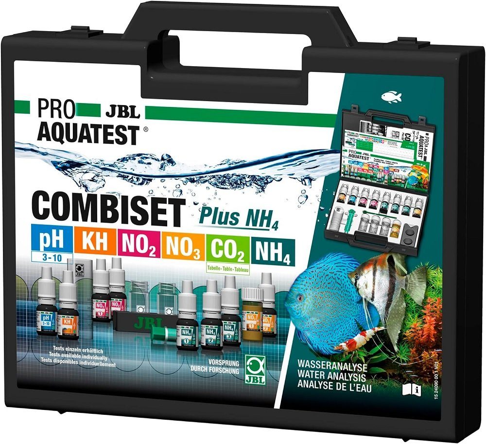 JBL GmbH & Co. KG Aquarium-Wassertest JBL PROAQUATEST Combiset Plus NH4 Wasseranalysen Süßwasser-Aquarien, Karbonathärte/pH-Wert/Ammonium/Ammoniak/Nitrit/Nitrat/Phosphat