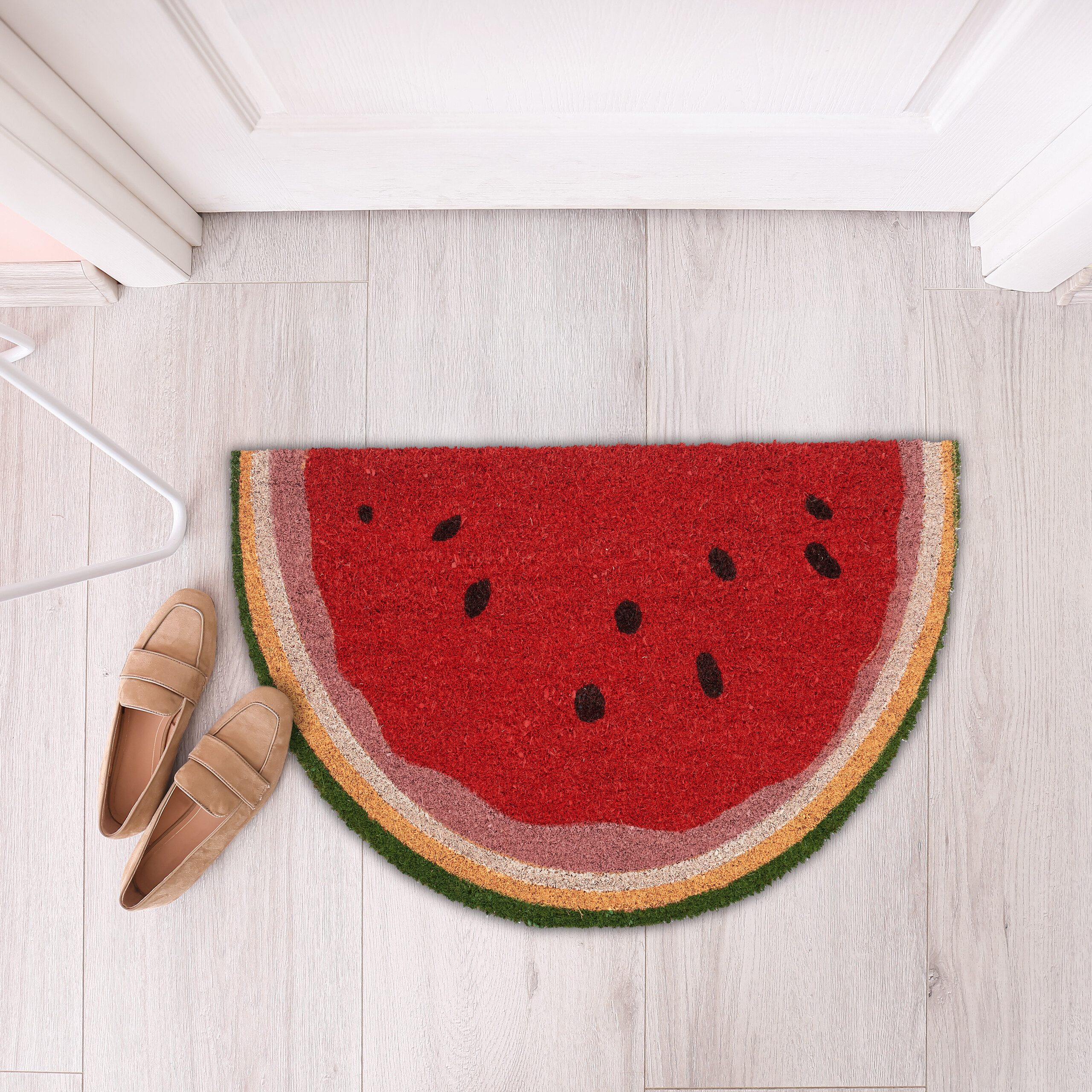 relaxdays Fußmatte Halbrunde Fußmatte Wassermelone, halbrund, Höhe: 15 mm günstig online kaufen