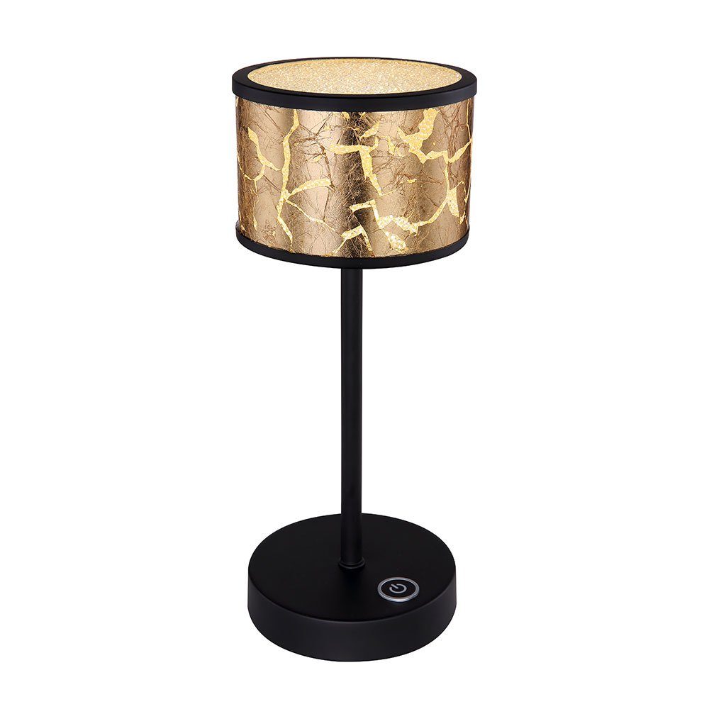 Tisch Lampe fest Glas LED Schwarz Gold Design LED-Leuchtmittel Metall verbaut, Leuchte etc-shop LED Warmweiß, Tischleuchte, Kristalle