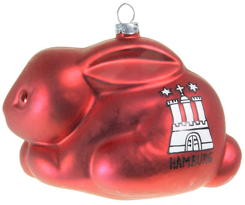 Hamburger Weihnachtskontor Osterhase Hase Hamburger Wappen (1-tlg), mundgeblasen - handdekoriert