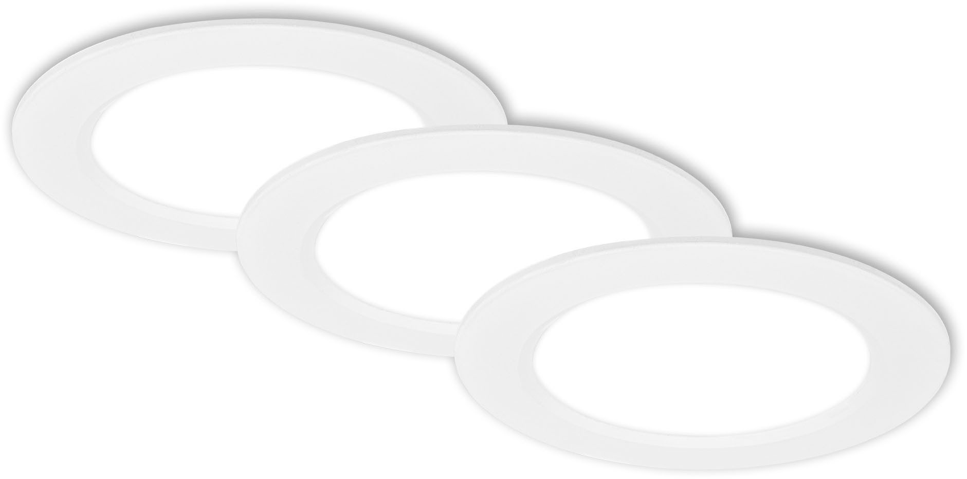 LED-Einbauleuchte Jeft, Ø12cm, weiß, 3er-Set, ein/aus, starr günstig online kaufen