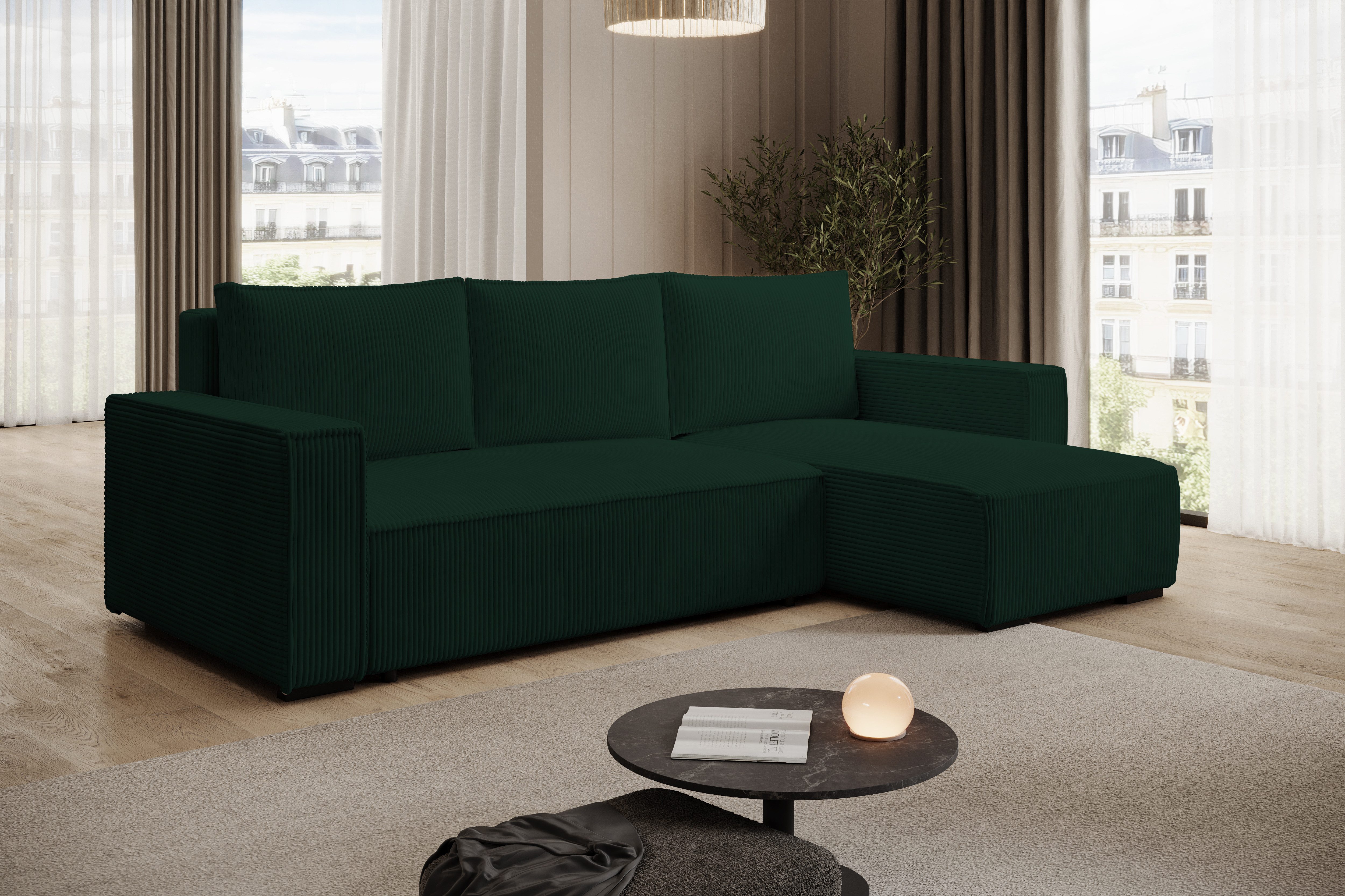 storez24 Ecksofa Letto, mit Bettkasten und Schlaffunktion, Cordstoff, L-Form, bequem