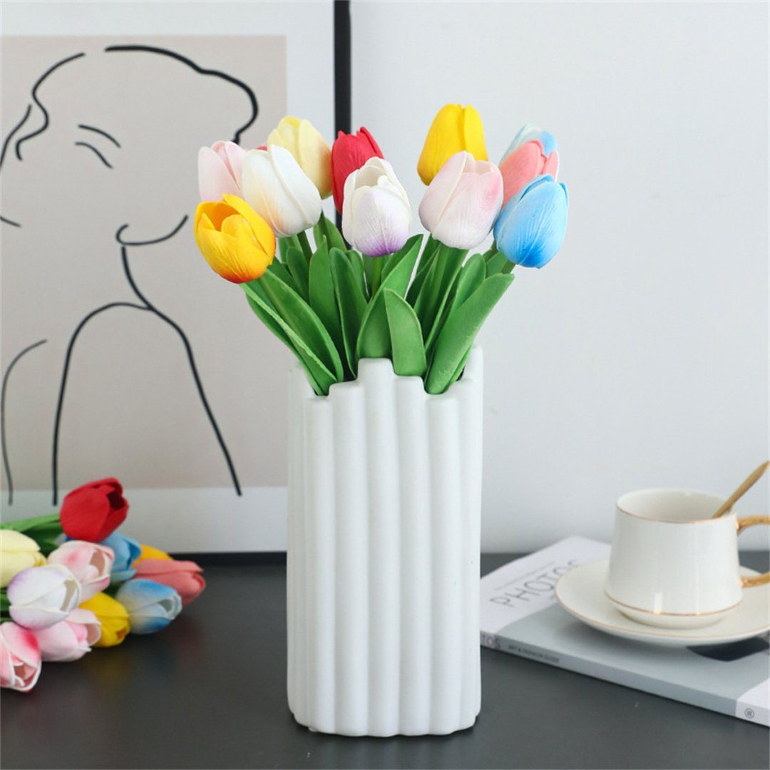 L.Ru Mini-Tulpen, Weiß Simulierte UG künstliche Kunstblumenstrauß