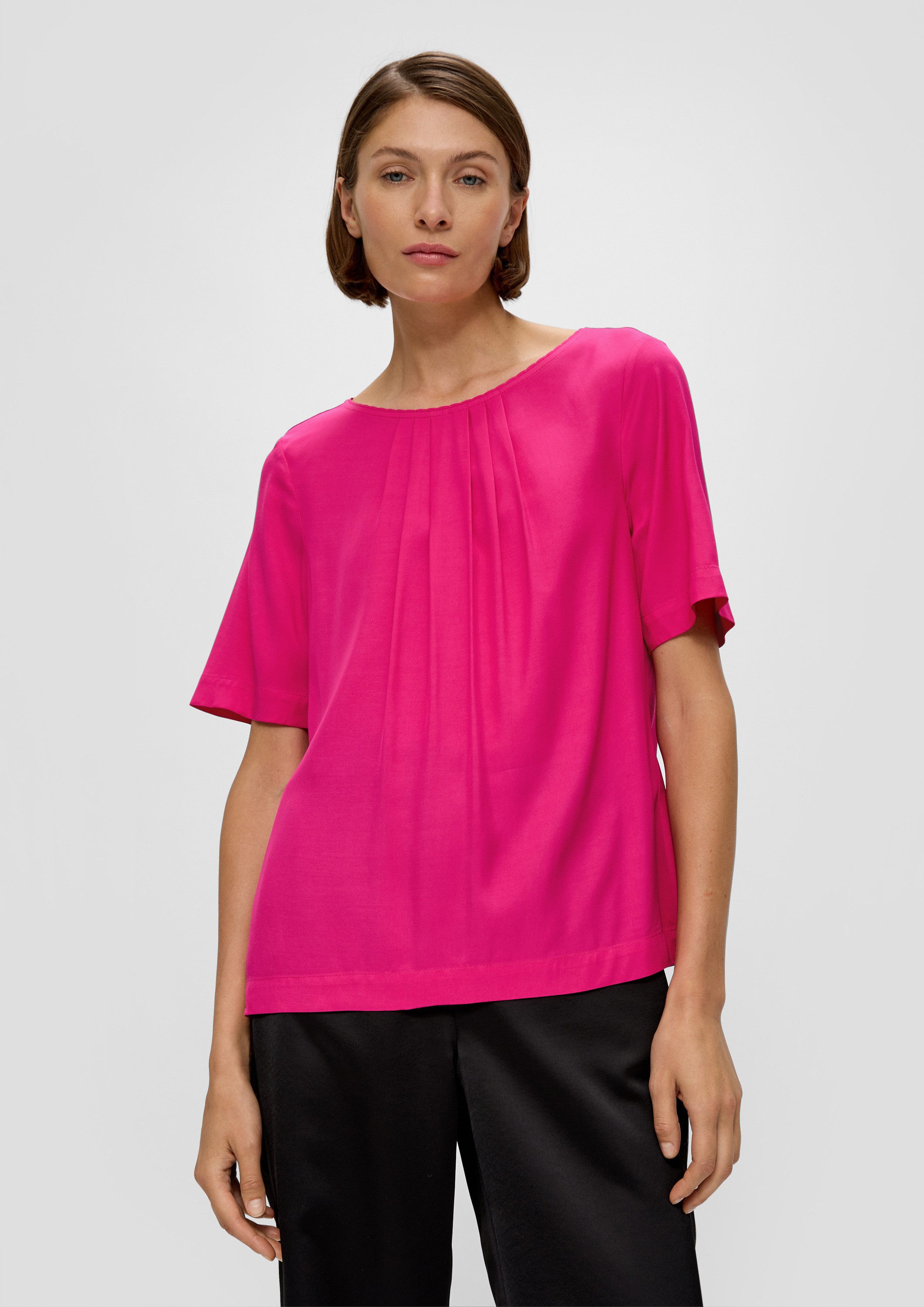 s.Oliver Kurzarmbluse Bluse Twillbluse aus Viskose günstig online kaufen