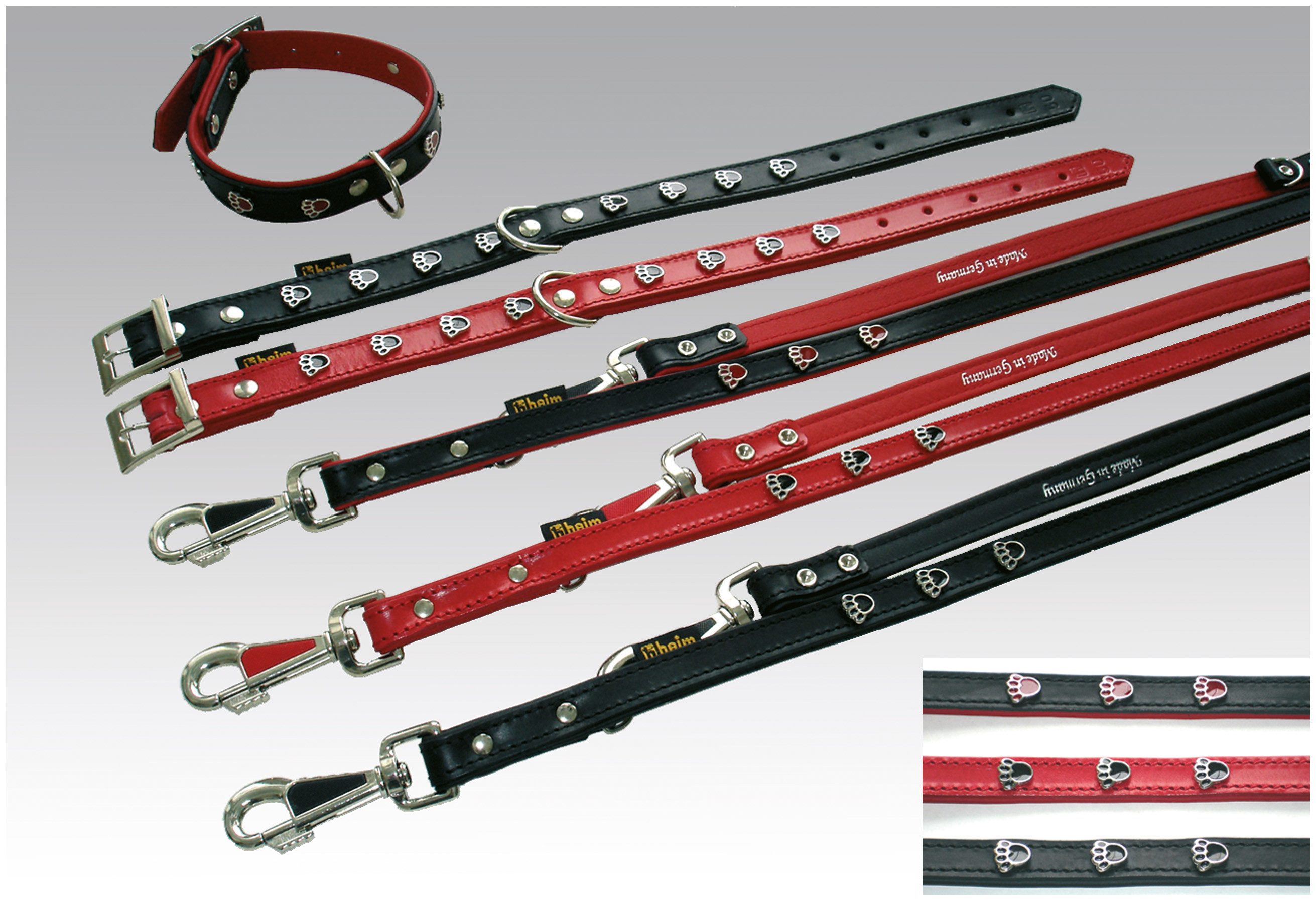HEIM Hunde-Halsband Halsband "Pfote", gefüttert, genietet, mit Zierbeschlag Pfote