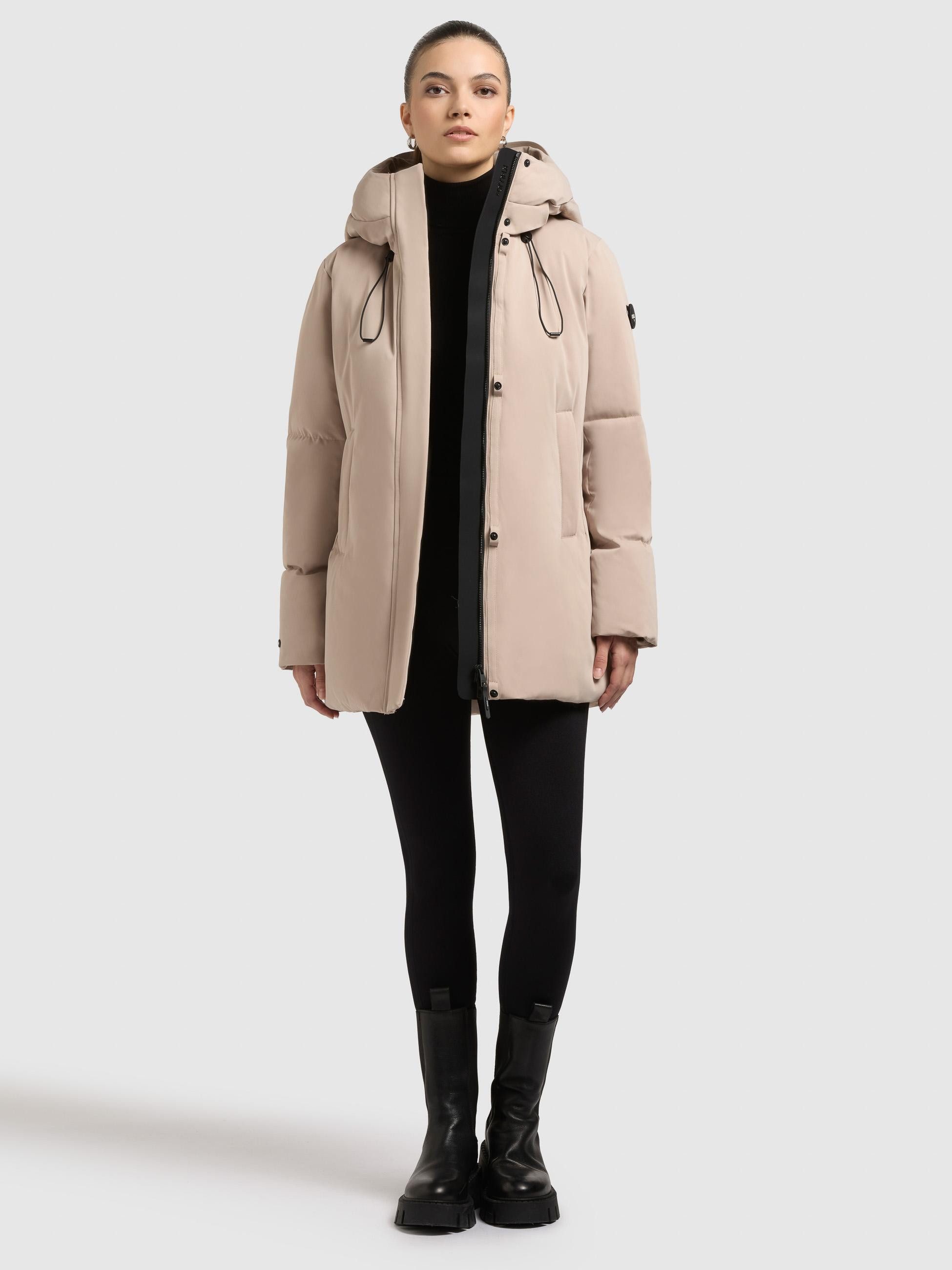 khujo Kurzmantel Allap Warmer Damen Mantel mit innenliegenden Rucksack-Trägern