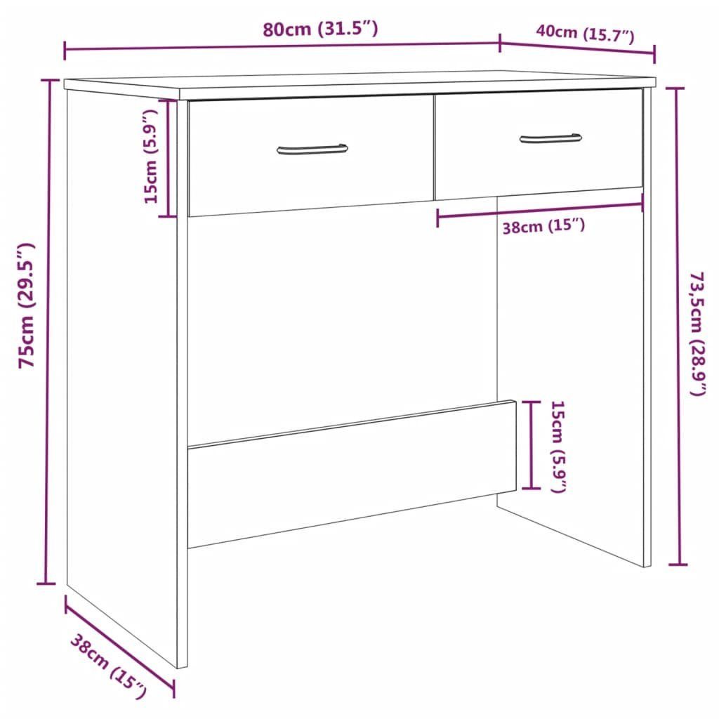 80x40x75 cm Räuchereiche furnicato Schreibtisch Holzwerkstoff