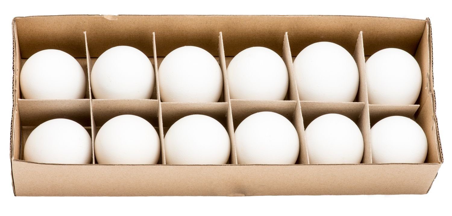 NaDeco Bastelnaturmaterial Hühnereier Weiß, im Karton mit 12 Stück, ausgeblasen und gereinigt