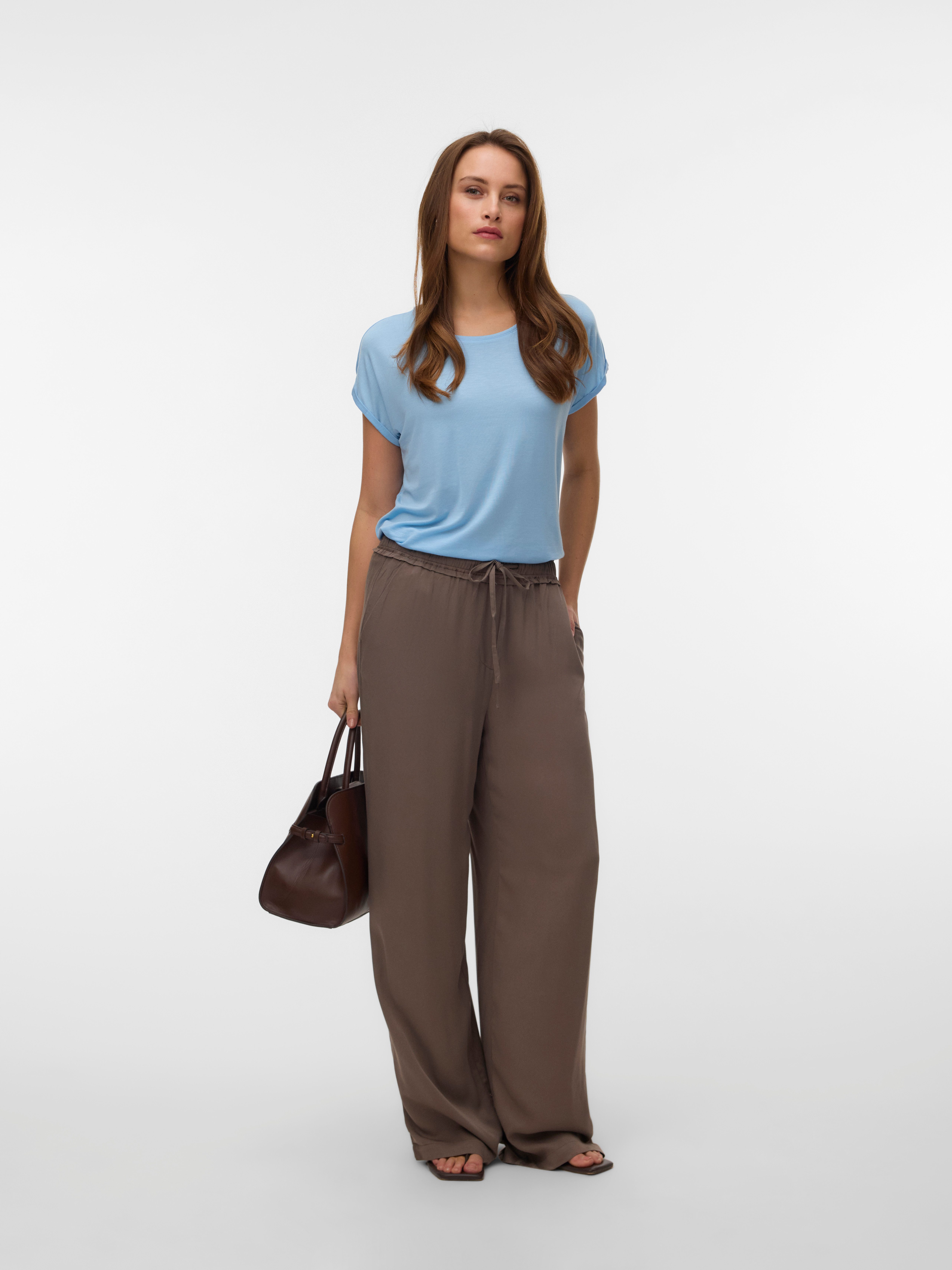 Vero Moda T-Shirt VMAVA PLAIN SS TOP JRS NOOS Materialmix, regular fit – Bild 4 von 5