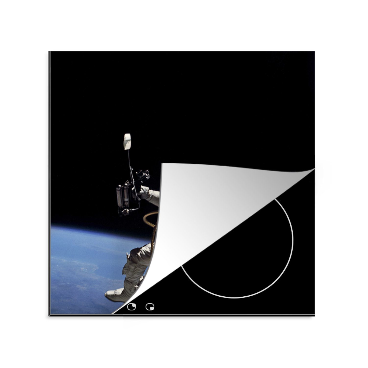 küche Arbeitsplatte Vinyl, (1 Ceranfeldabdeckung, tlg), MuchoWow - Erde, Weltraum cm, - Herdblende-/Abdeckplatte für 78x78 Astronaut