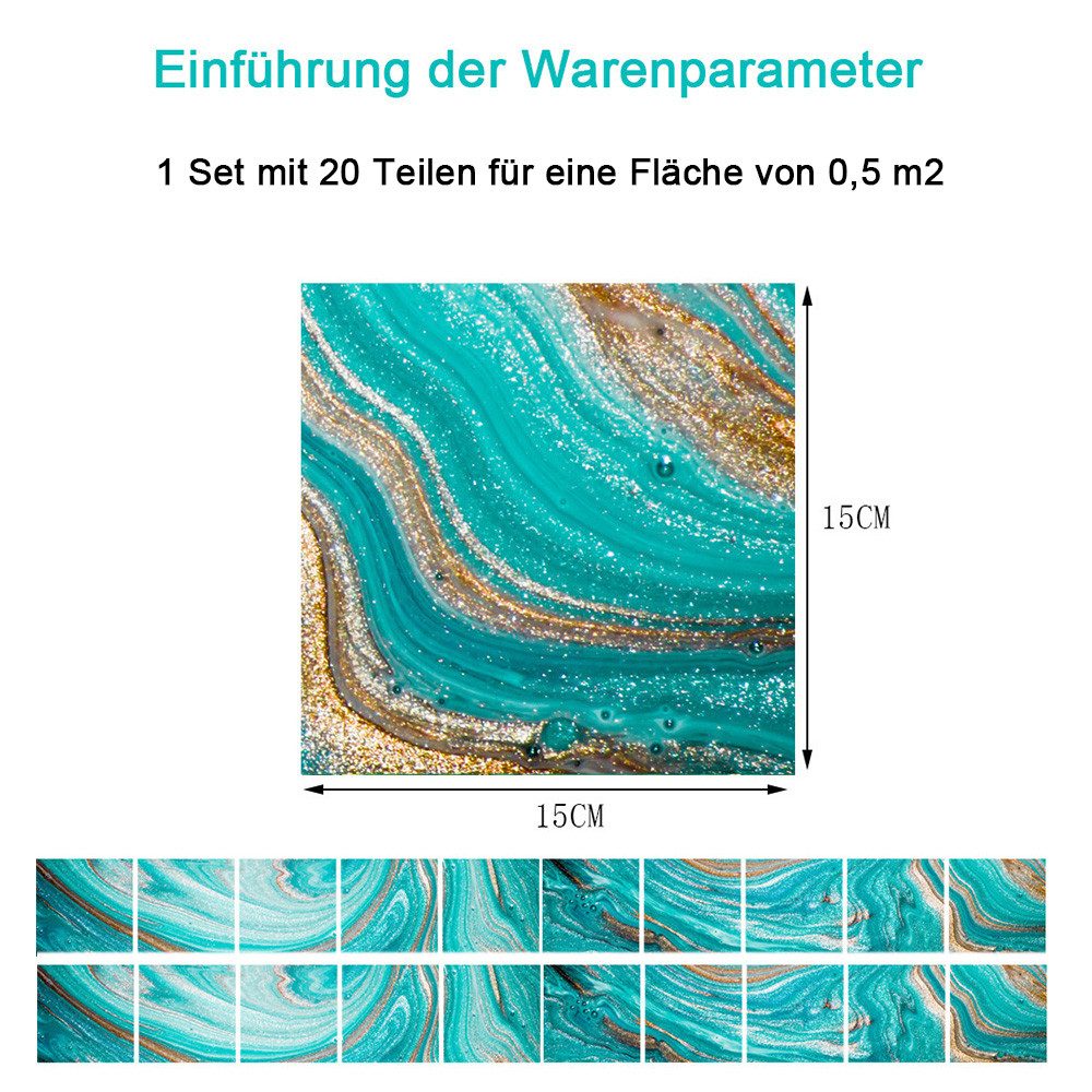 TUWENA Fliesenaufkleber 20 Stücke Mosaik Bodenaufkleber,Wandfliese Aufkleber