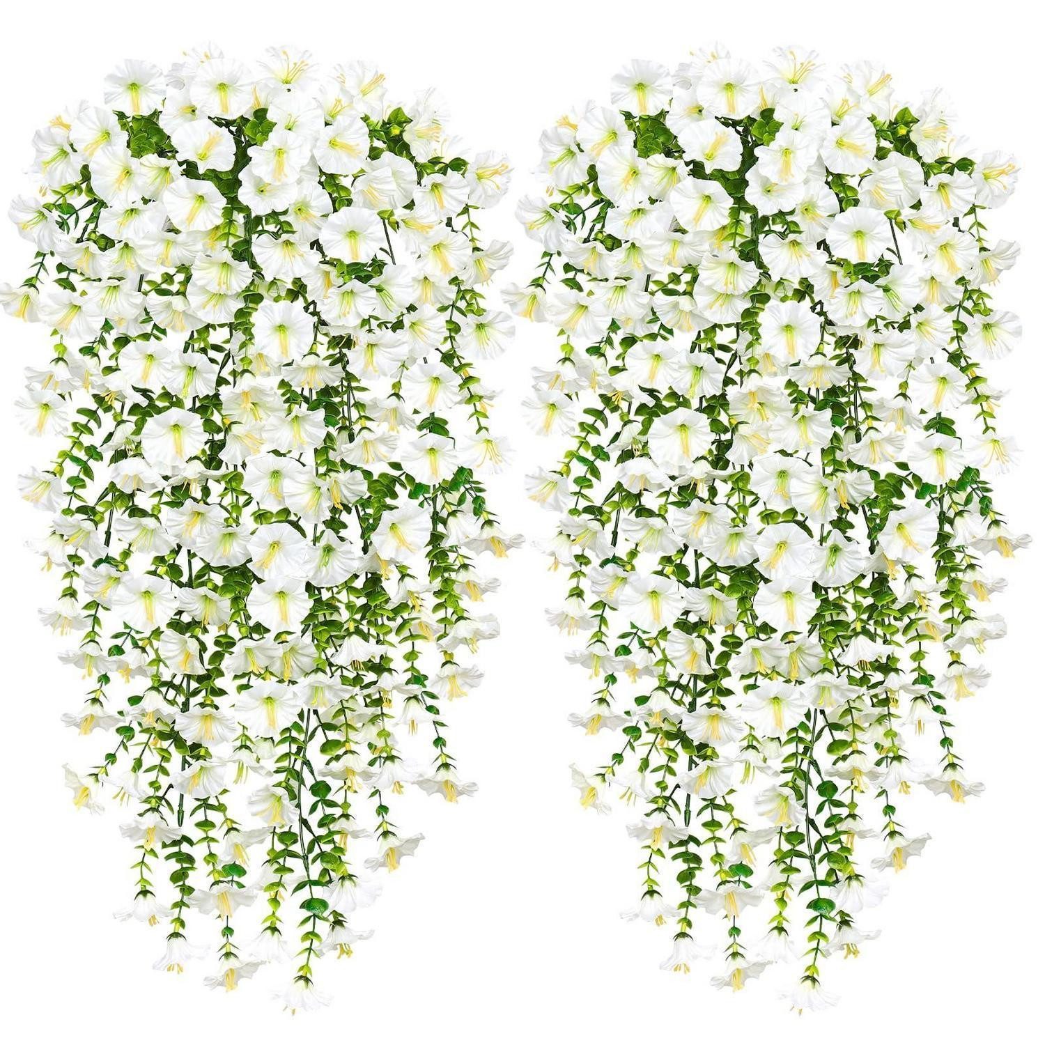 Kunstblume Künstliche Hängeblumen Weiß 2 Stück, LuxusKollektion