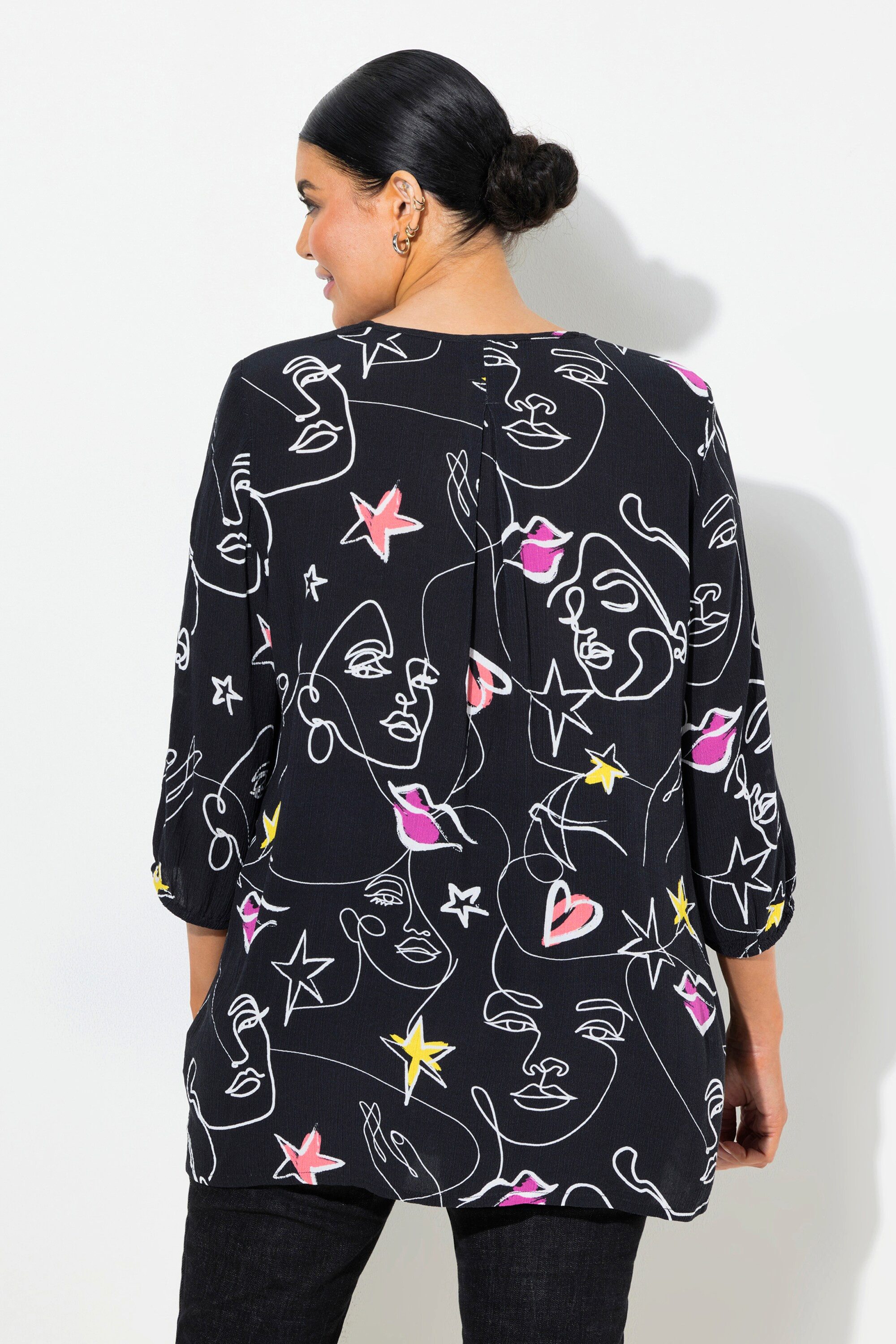 Ulla Popken Druckbluse Smok-Bluse
