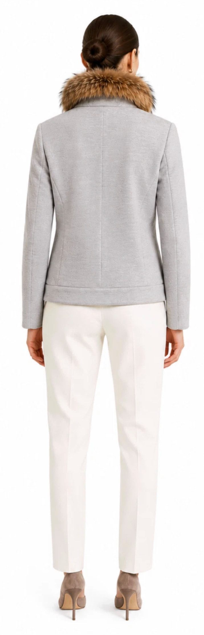 BRUNELLO CUCINELLI Bikerjacke Damen Blouson Blazer Jacke Abnehmbarer Kragen S • Verdeckter asymmetrischer Zwei-Wege-Reißverschluss