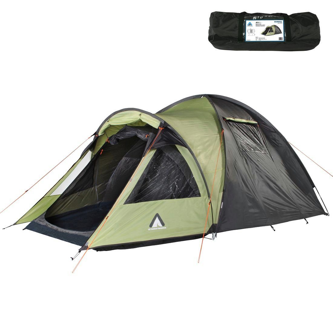 10T Outdoor Equipment Kuppelzelt Zelt Glenhill Beechnut 4 Mann Kuppelzelt XL Schlafkabine 5000mm Iglu, Personen: 4