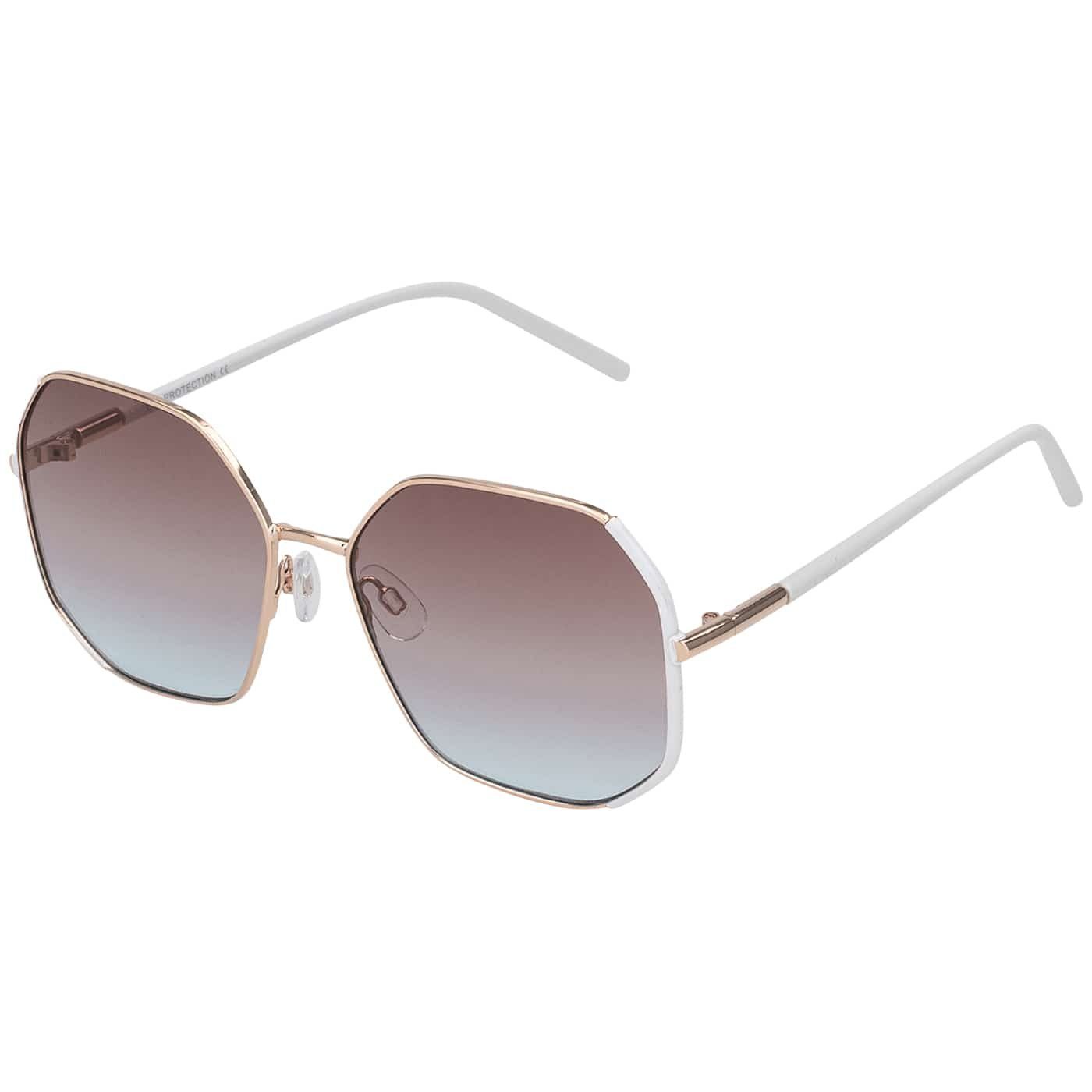 BEZLIT Damen mit Form (1-St) braun, Linsen braun-blau, Eyewear und Eckige Designer Gold-Weiß Pilotenbrille schwarz Sonnenbrille lila