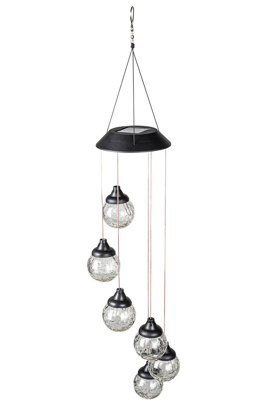 Levandeo® LED Windlicht Solar Windspiel Garten 6 LED Kugel Farbwechsel Glaskugel Outdoor Beleu