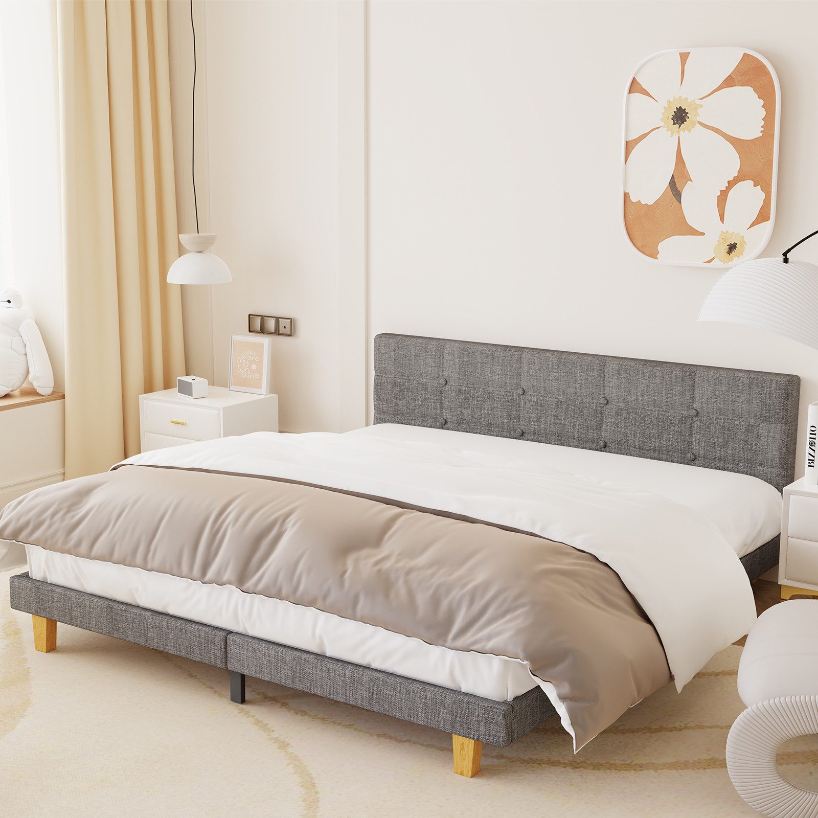 oyajia Polsterbett moderner Bettrahmen Doppelbett (weiches günstig online kaufen