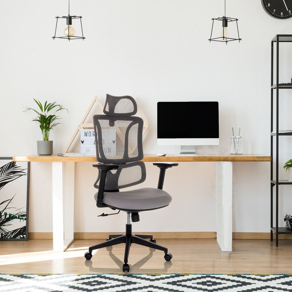 Stoff ergonomisch Drehstuhl Office MyBuero Home (1 St), Grau Bürostuhl ERGOMY Schreibtischstuhl