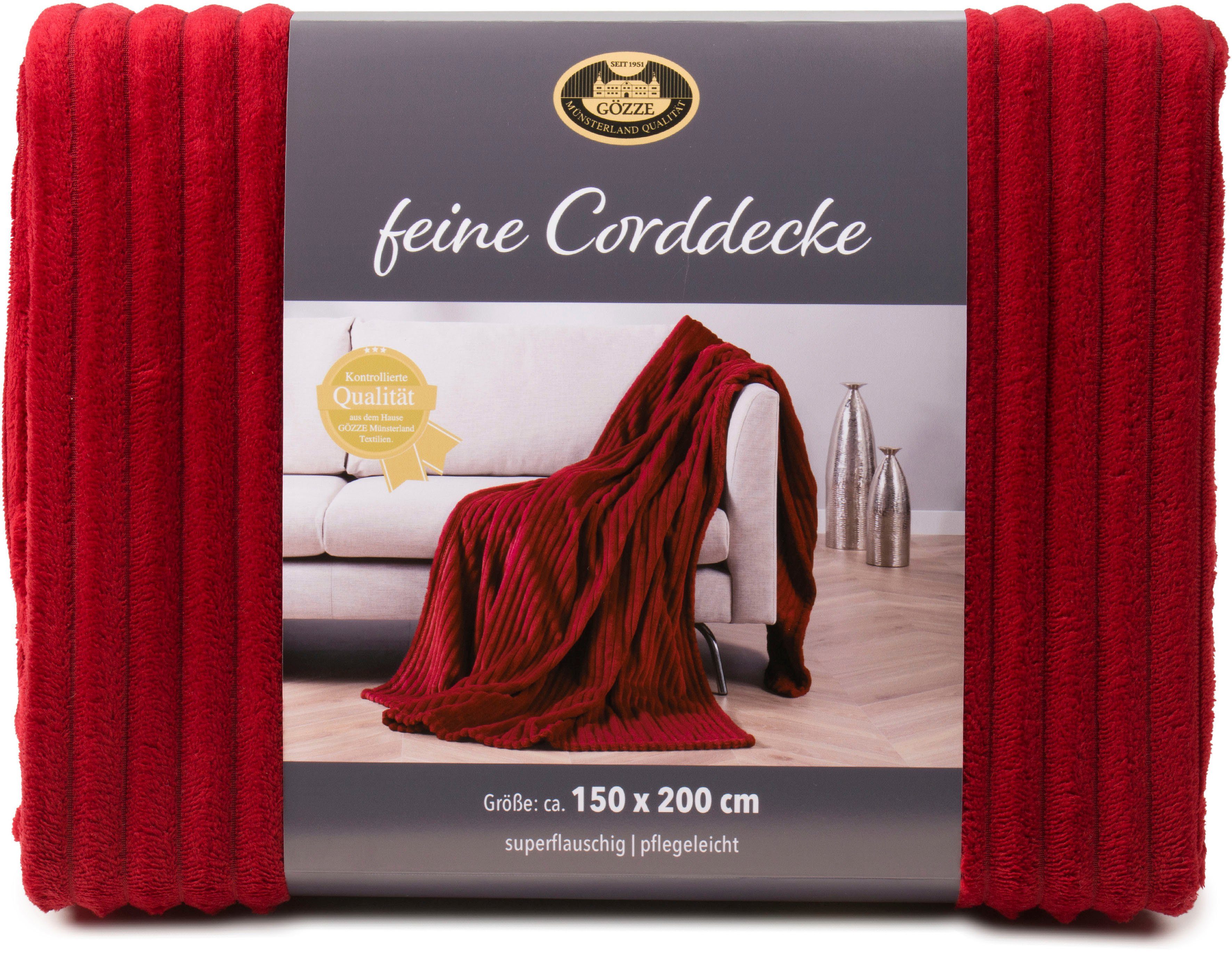 Wohndecke Feincord Kuscheldecke, Gözze, flauschig weich und wohlig warm