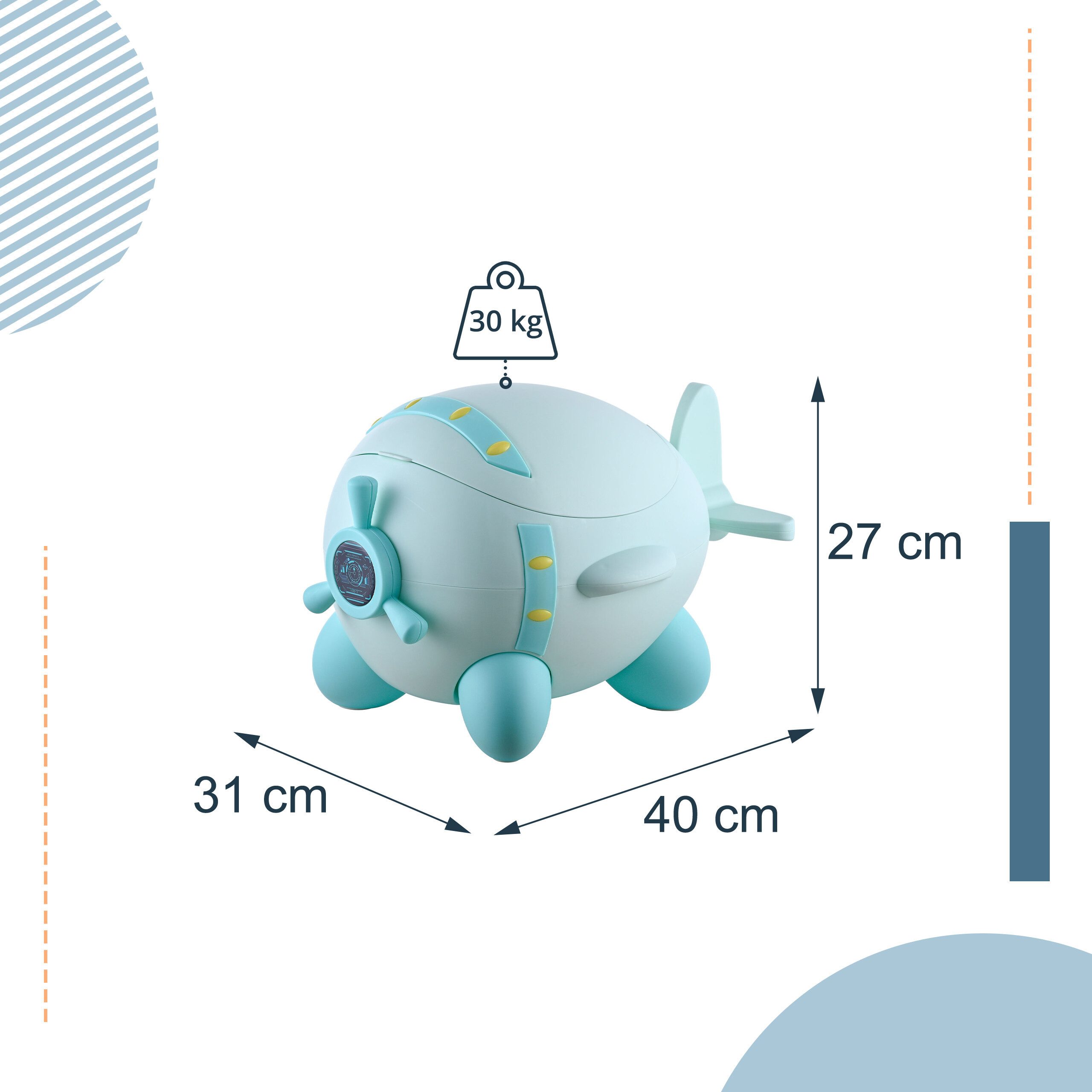 relaxdays Toilettentrainer Töpfchen Flugzeug für Kinder, (4-tlg), Mint – Bild 4 von 5