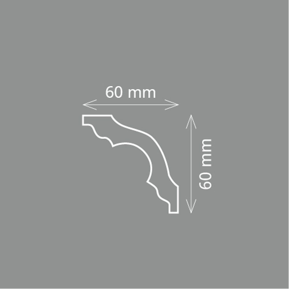 Homestar Zierleiste K 60 (60 x 60 mm), Länge 2m, einfache Montage durch Ankleben mit HOMESTAR® SX100, Polystyrol, mit allen lösemittelfreien Dispersionsfarben farbig überstreichbar