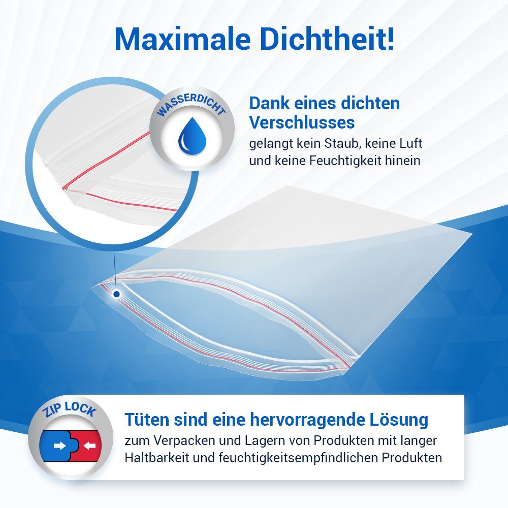 VIOKS Gemüsebeutel Druckverschlußbeutel Zip Beutel 5 my, LDPE, (100-tlg), verschließbar, unbedruckt – Bild 5 von 5